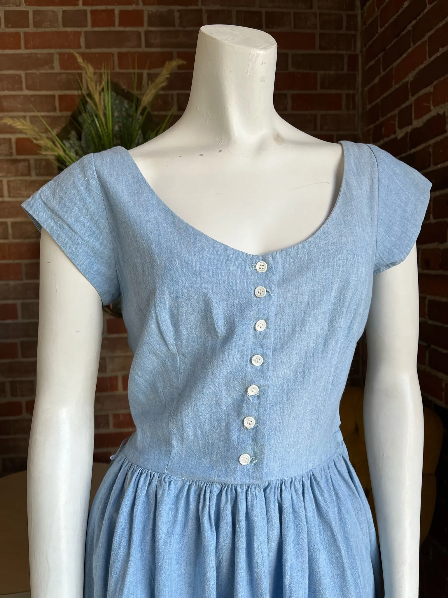1980s Chambray Dress
