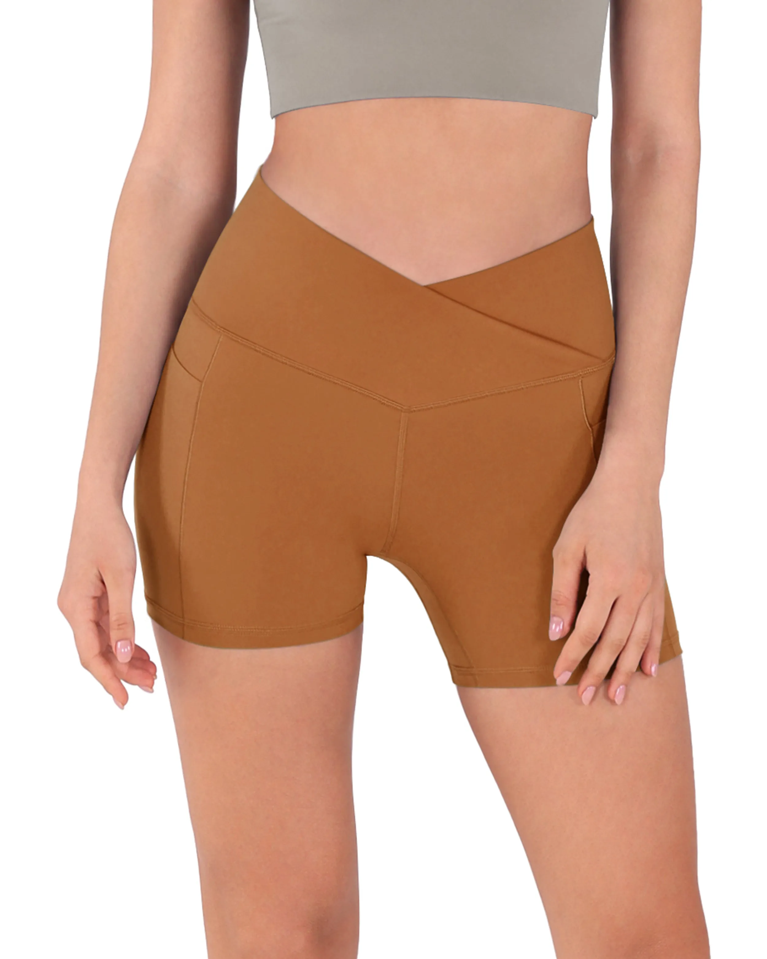 5" Cross Waist Biker Shorts with Pockets