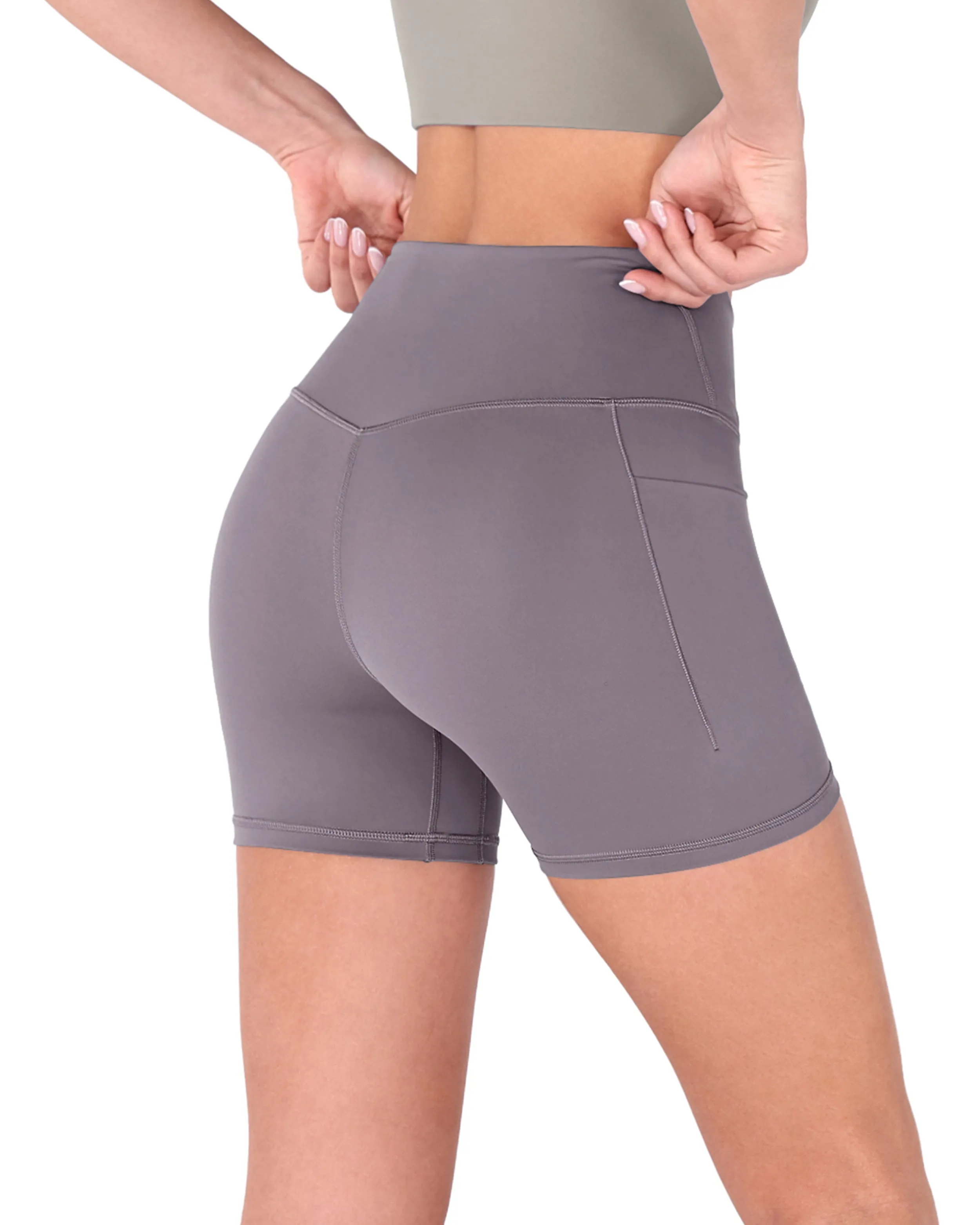5" Cross Waist Biker Shorts with Pockets