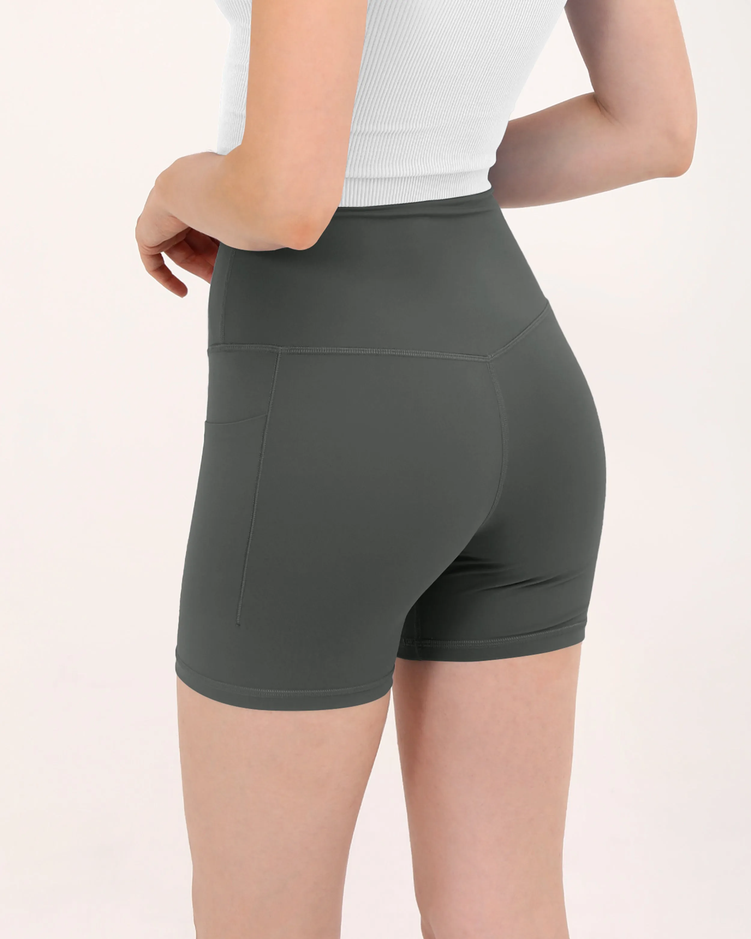5" Cross Waist Biker Shorts with Pockets