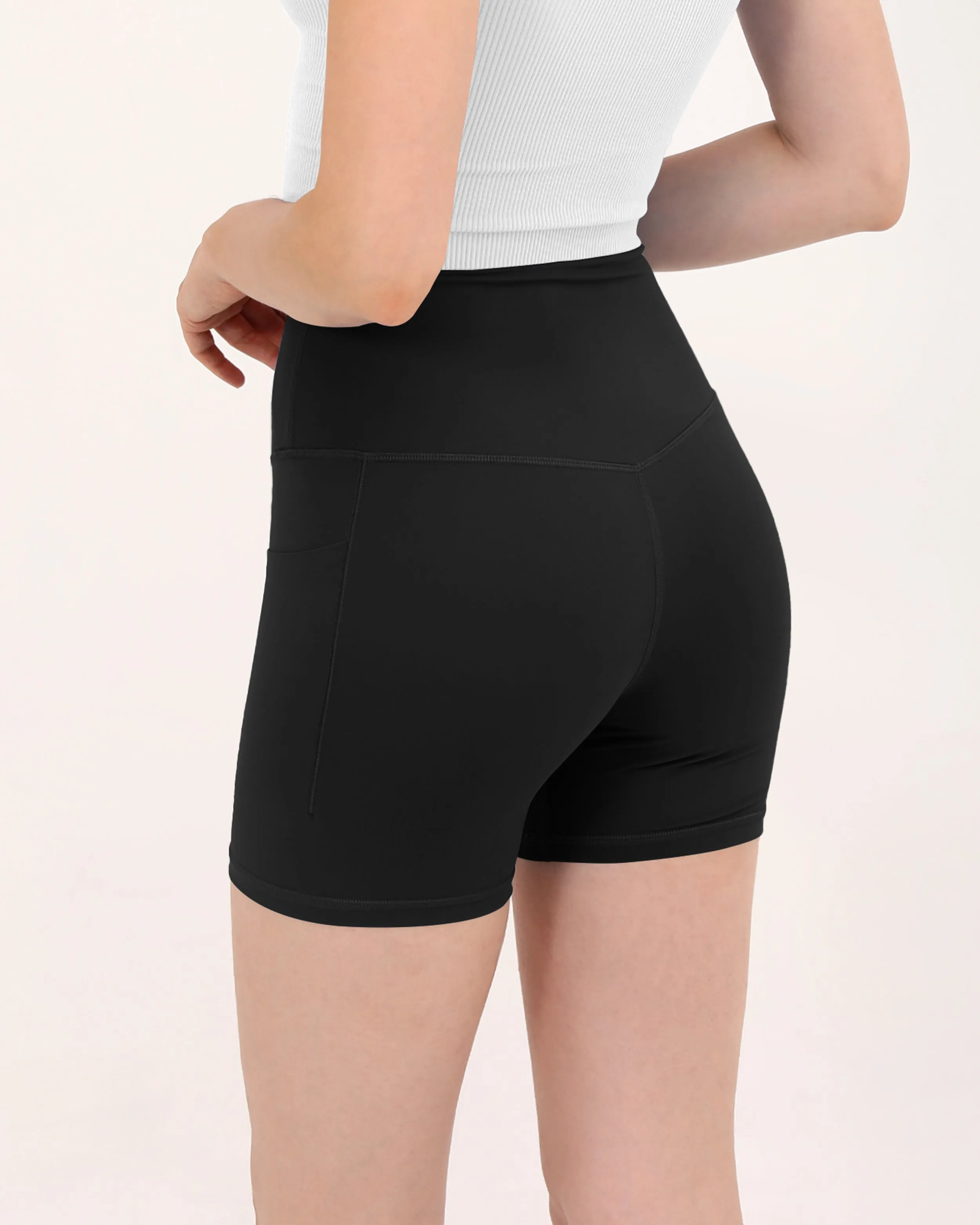 5" Cross Waist Biker Shorts with Pockets