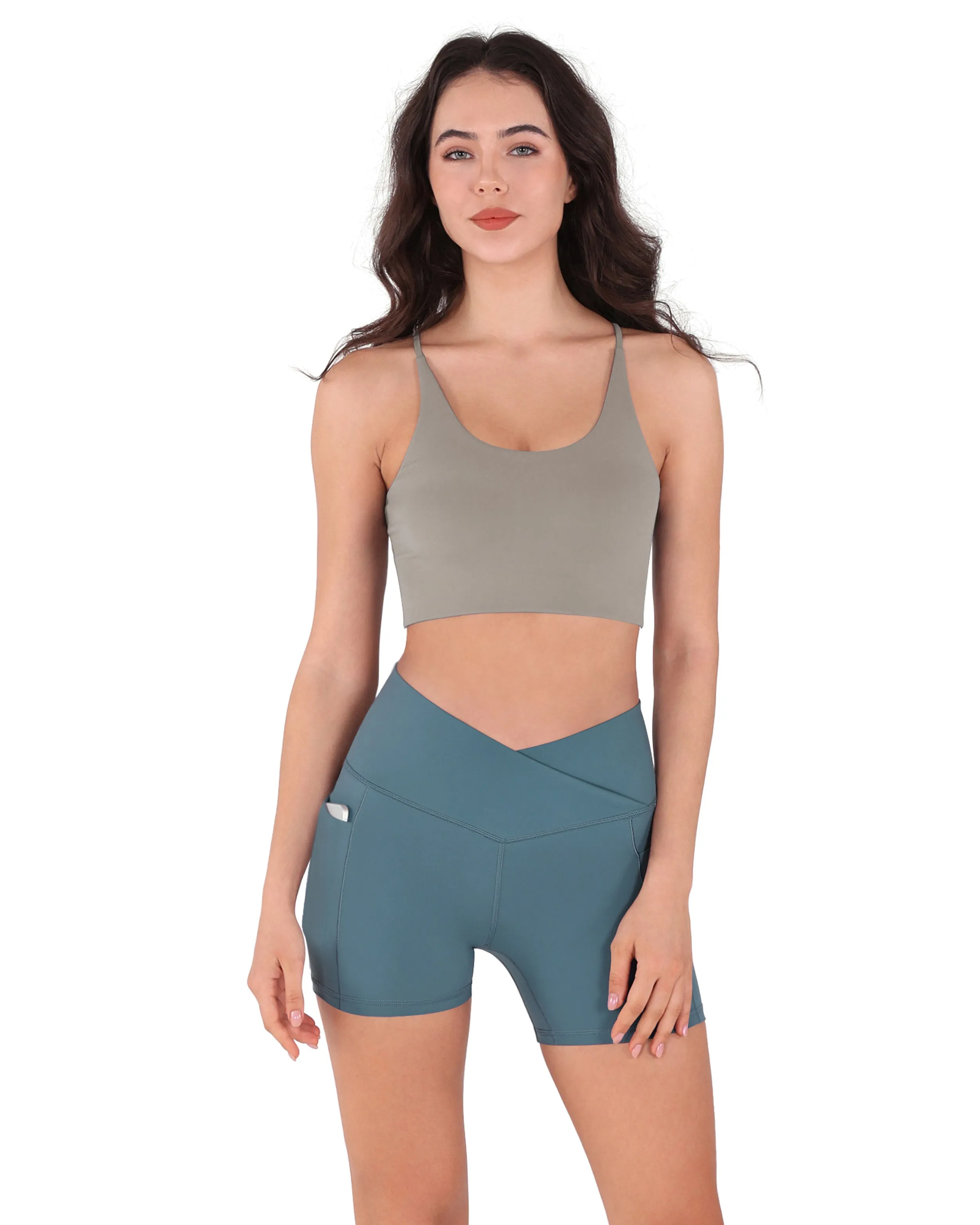 5" Cross Waist Biker Shorts with Pockets
