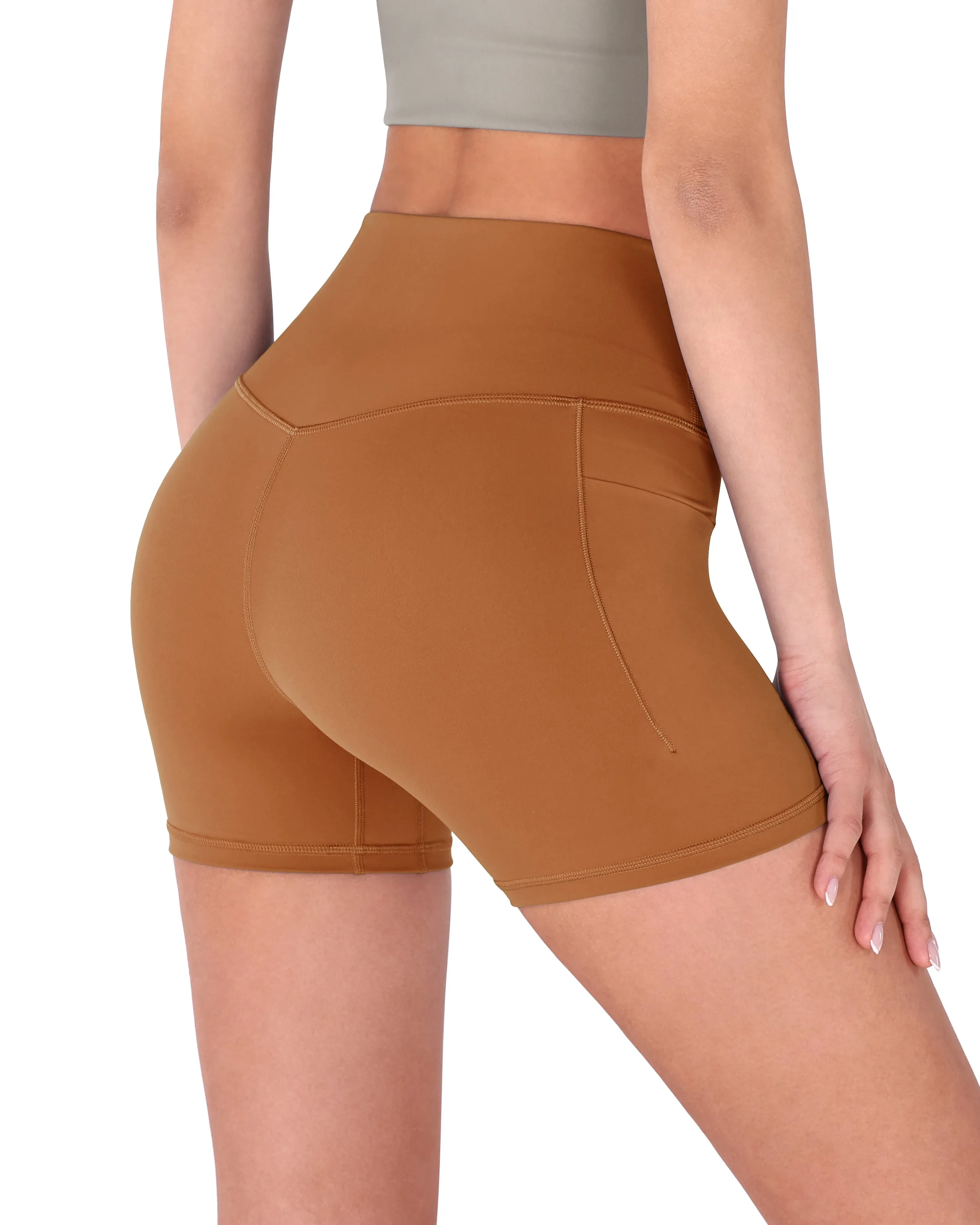5" Cross Waist Biker Shorts with Pockets