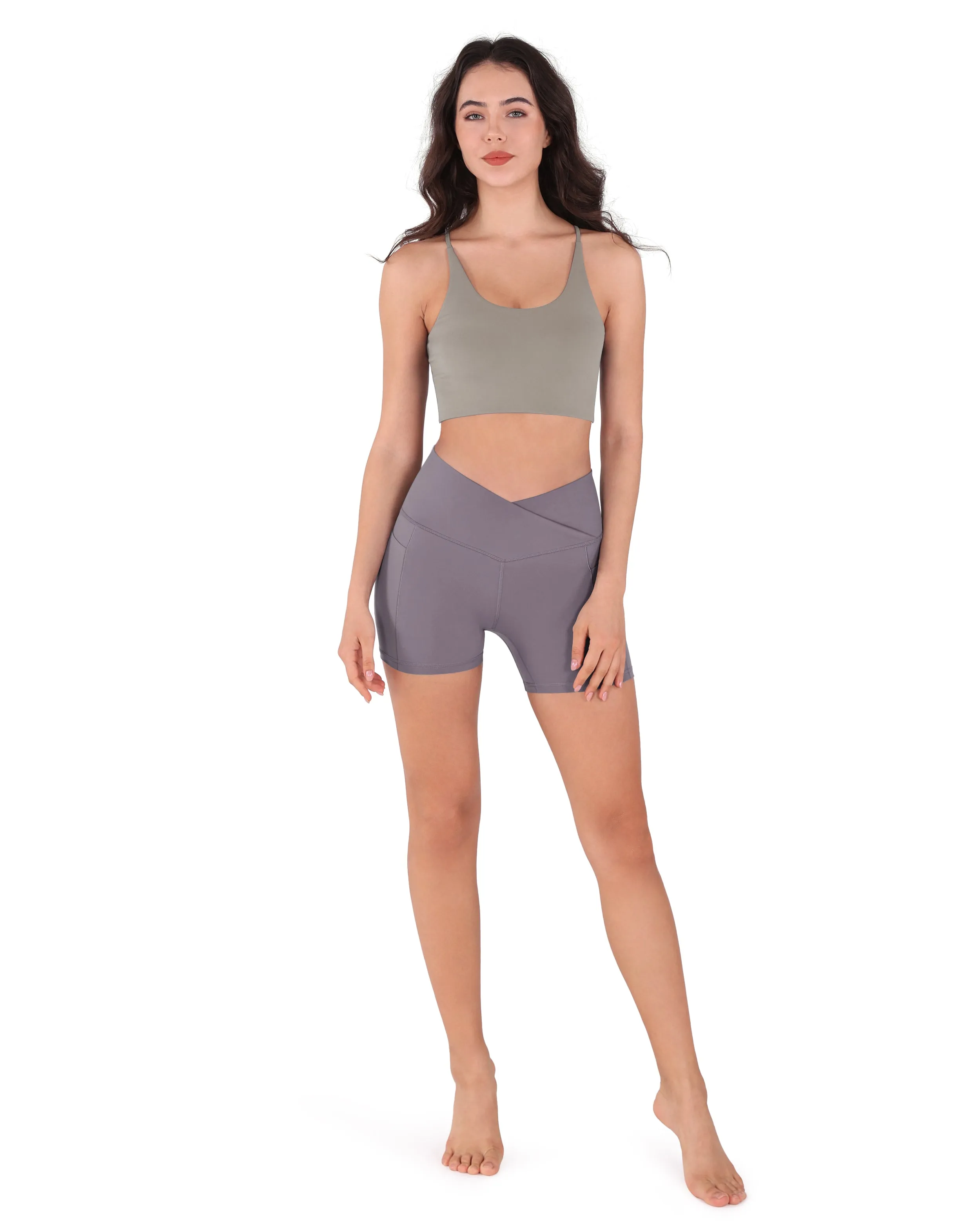 5" Cross Waist Biker Shorts with Pockets