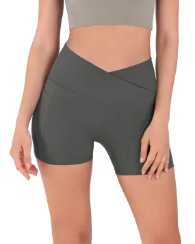 5" Cross Waist Biker Shorts with Pockets