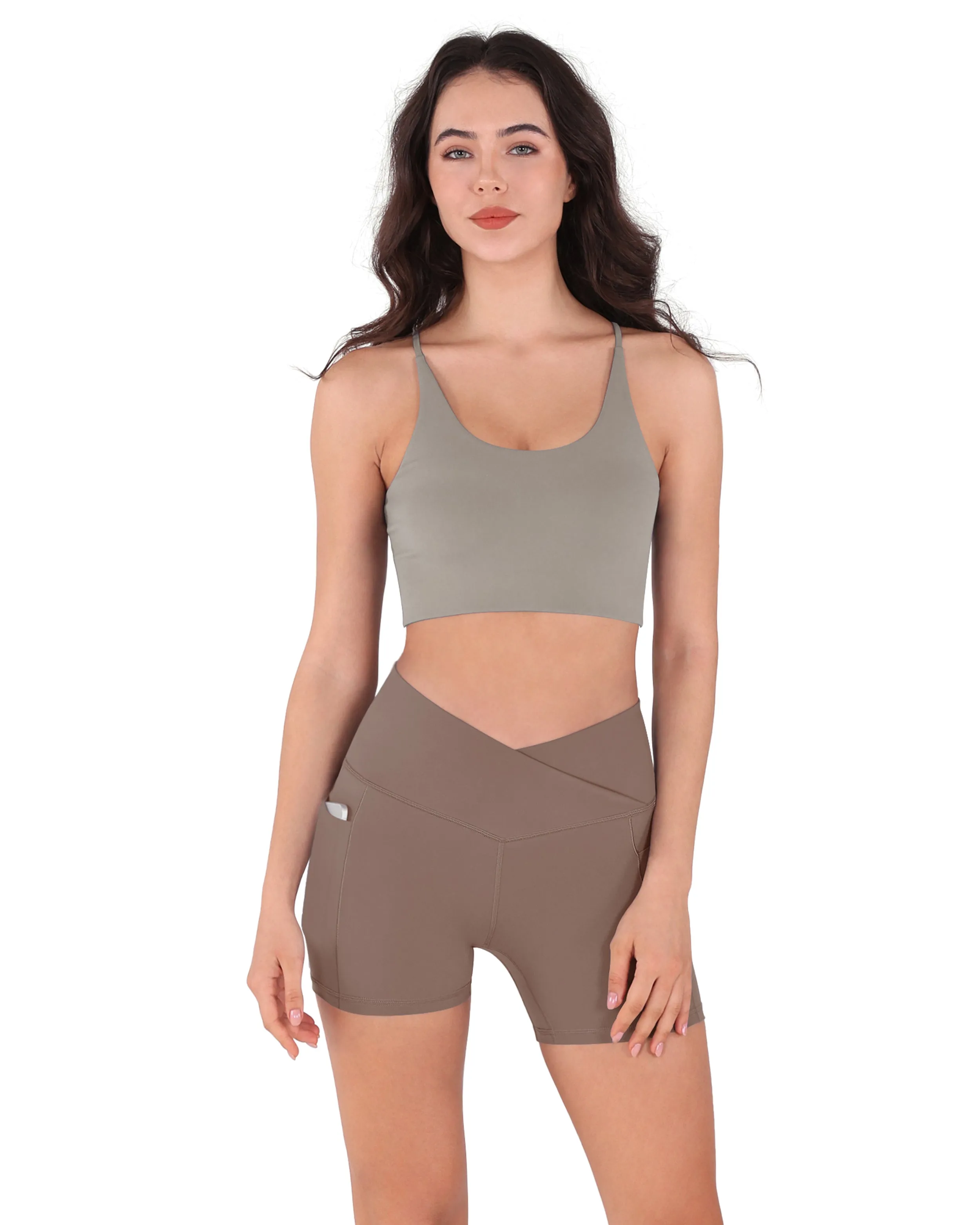 5" Cross Waist Biker Shorts with Pockets