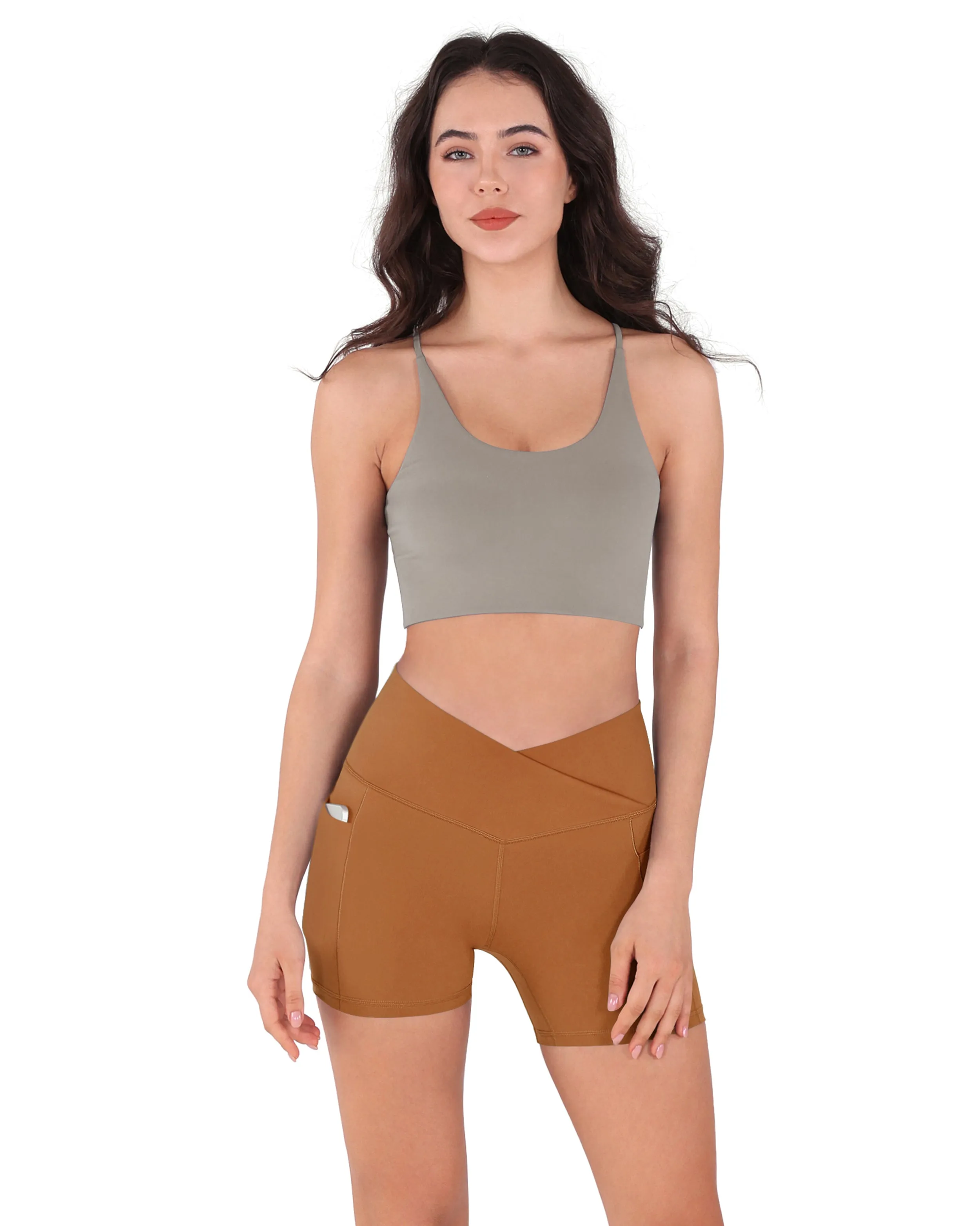 5" Cross Waist Biker Shorts with Pockets