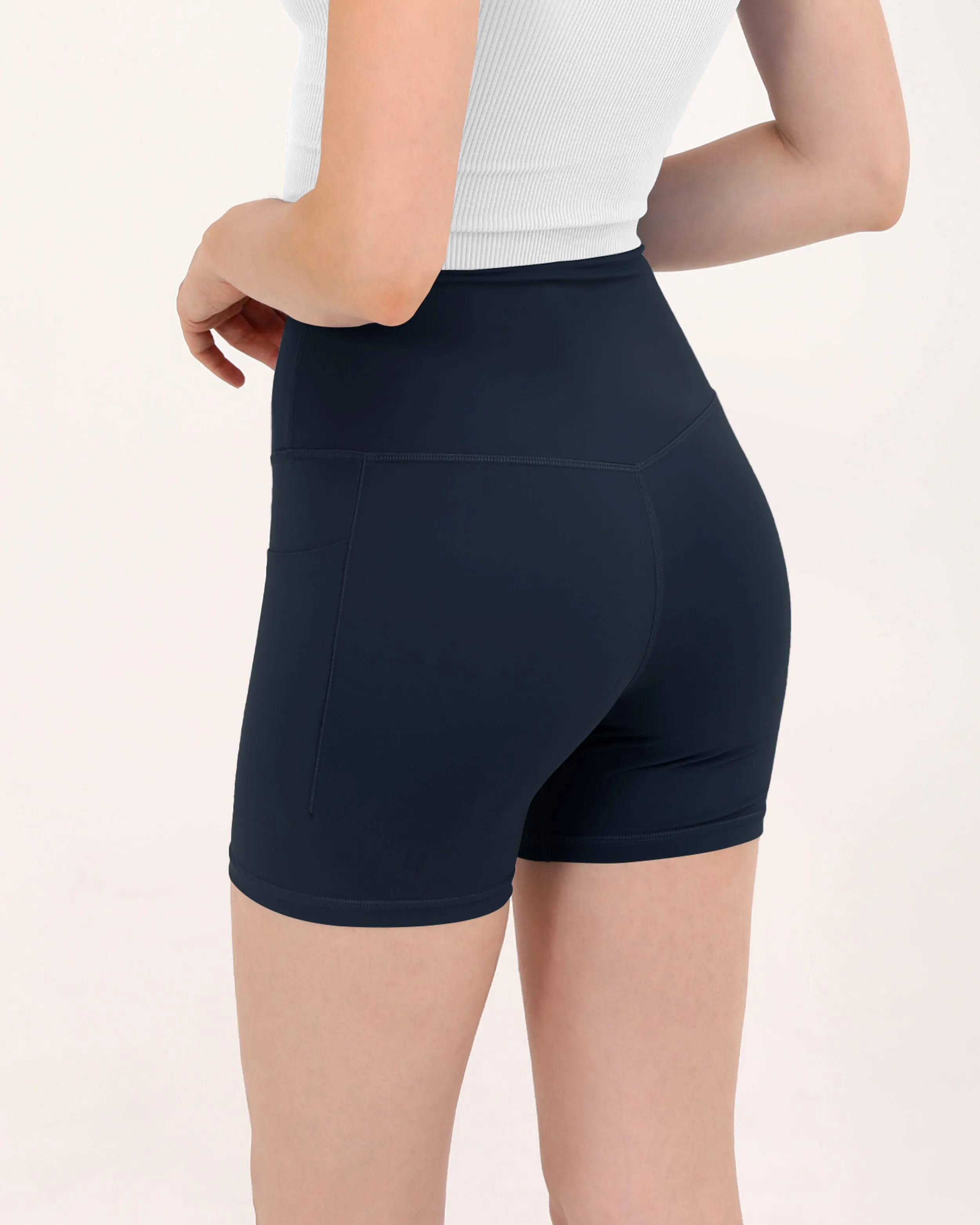 5" Cross Waist Biker Shorts with Pockets