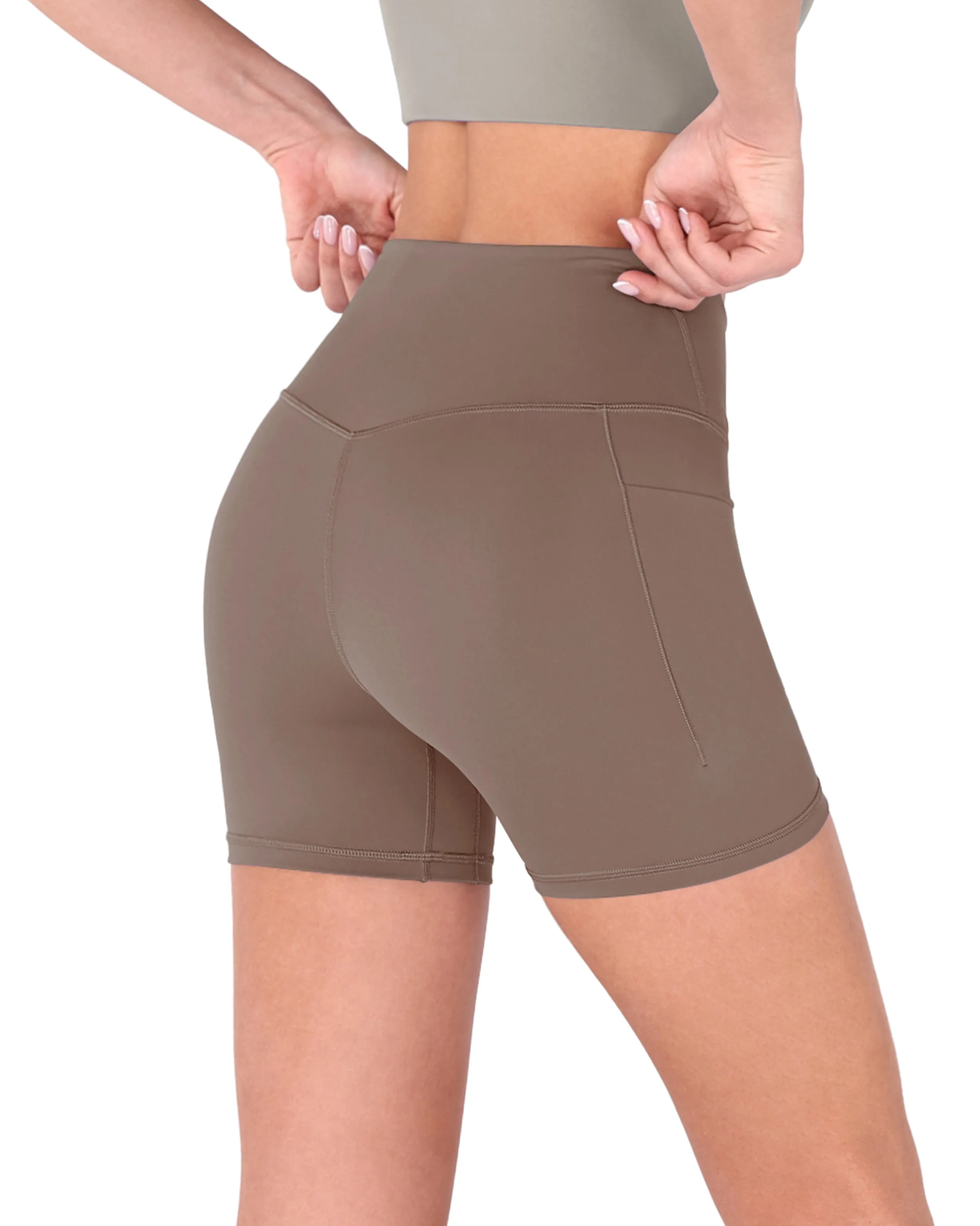 5" Cross Waist Biker Shorts with Pockets