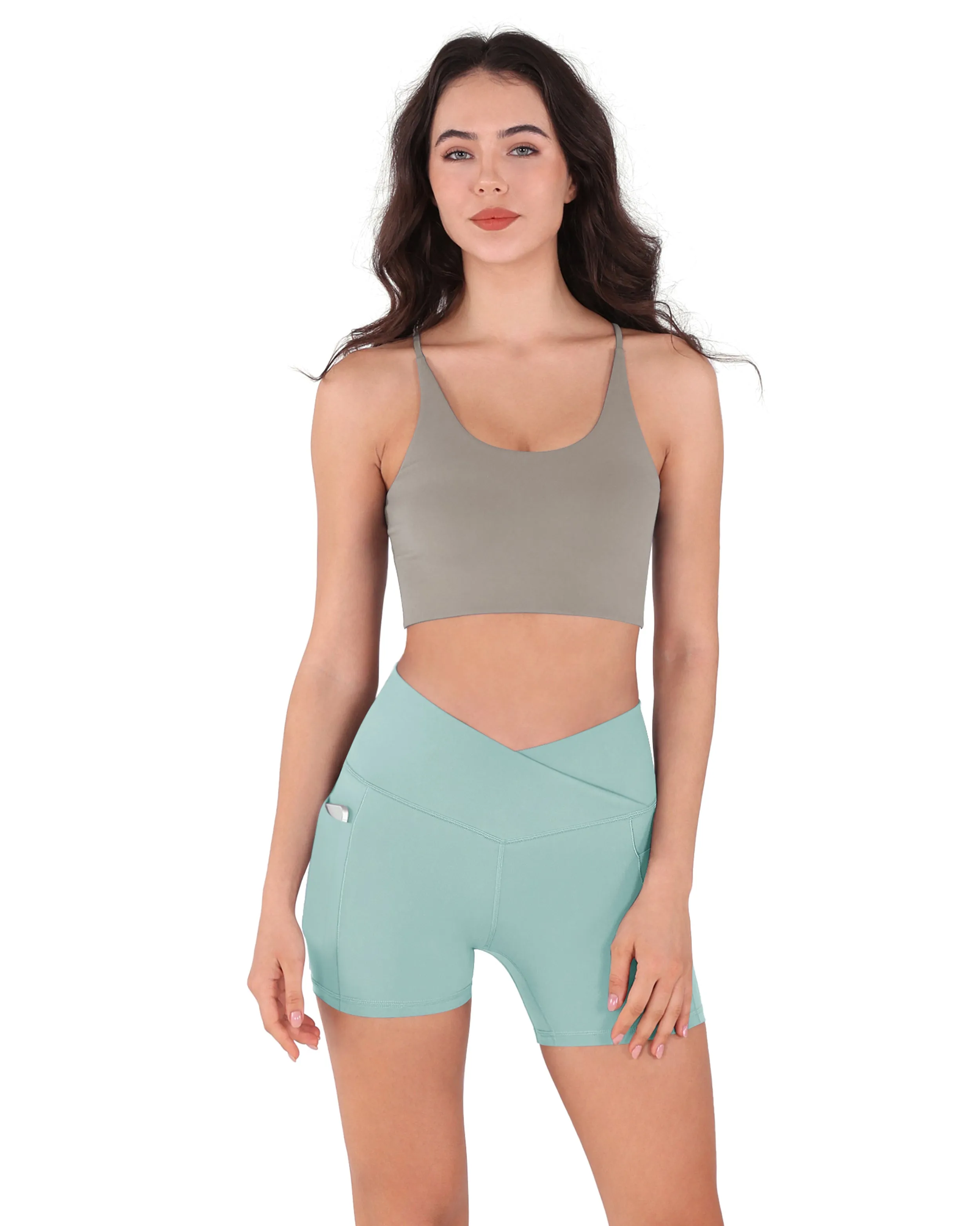 5" Cross Waist Biker Shorts with Pockets