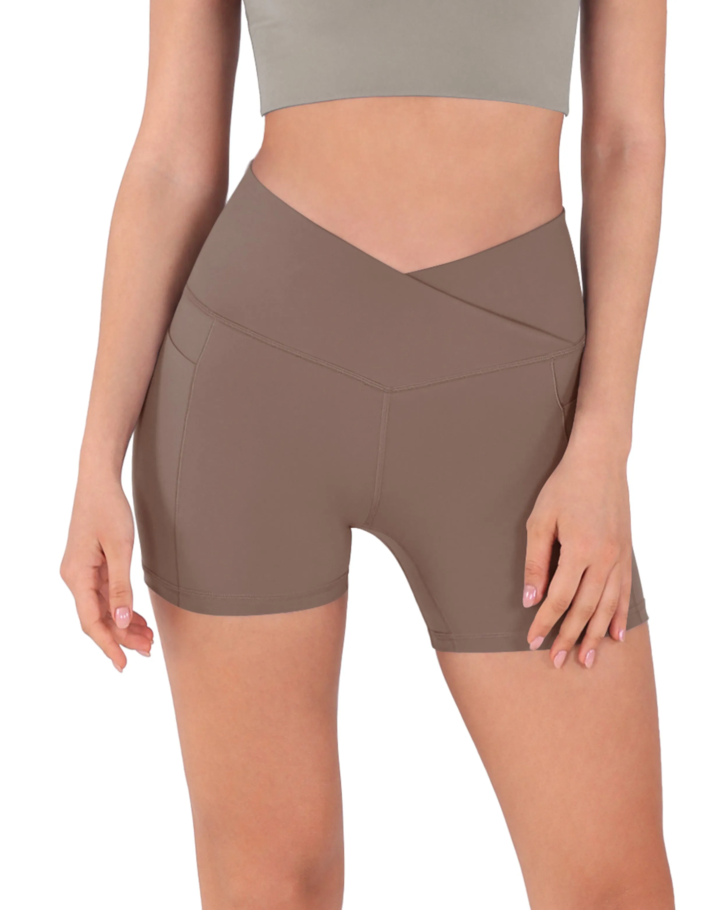 5" Cross Waist Biker Shorts with Pockets