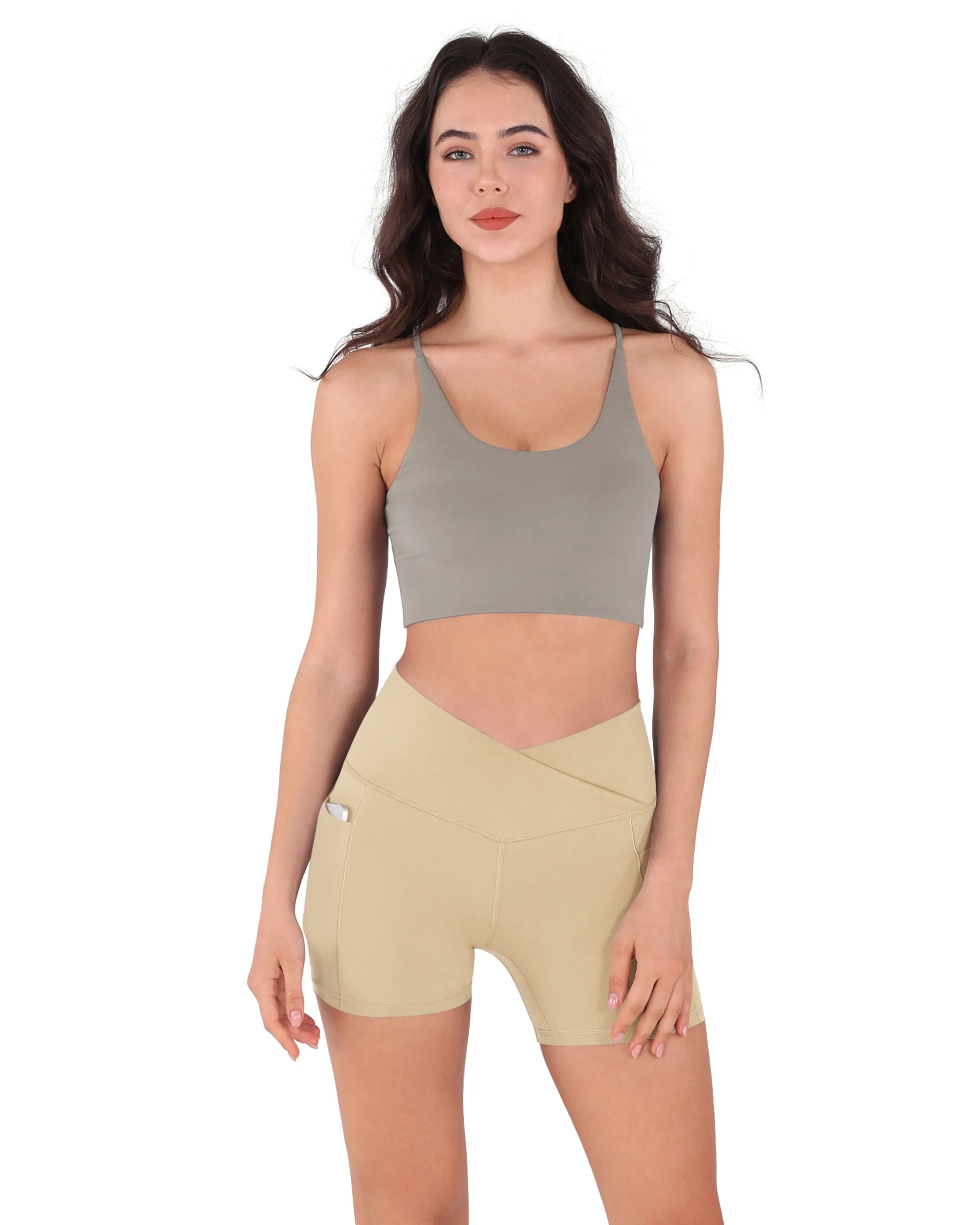 5" Cross Waist Biker Shorts with Pockets