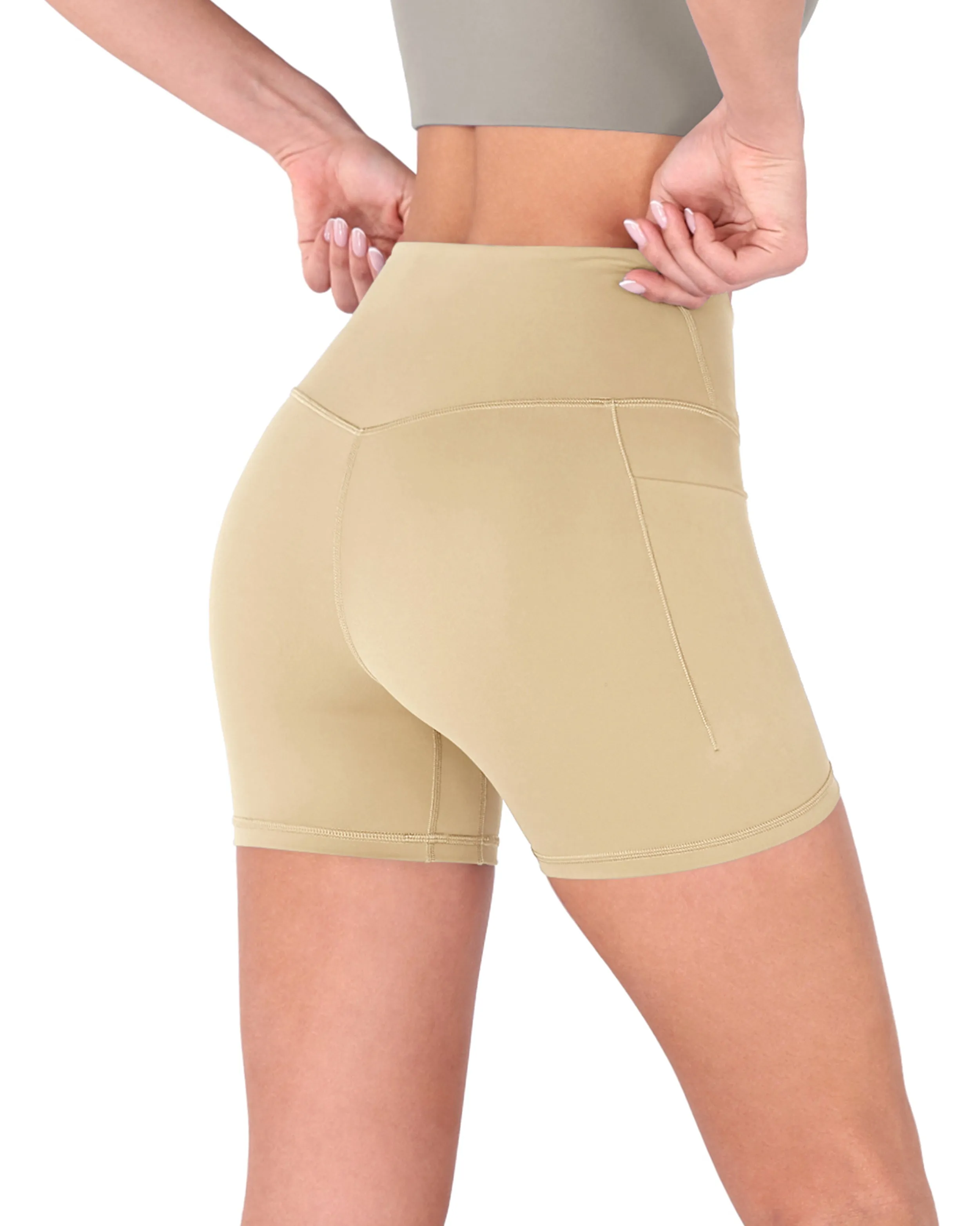 5" Cross Waist Biker Shorts with Pockets