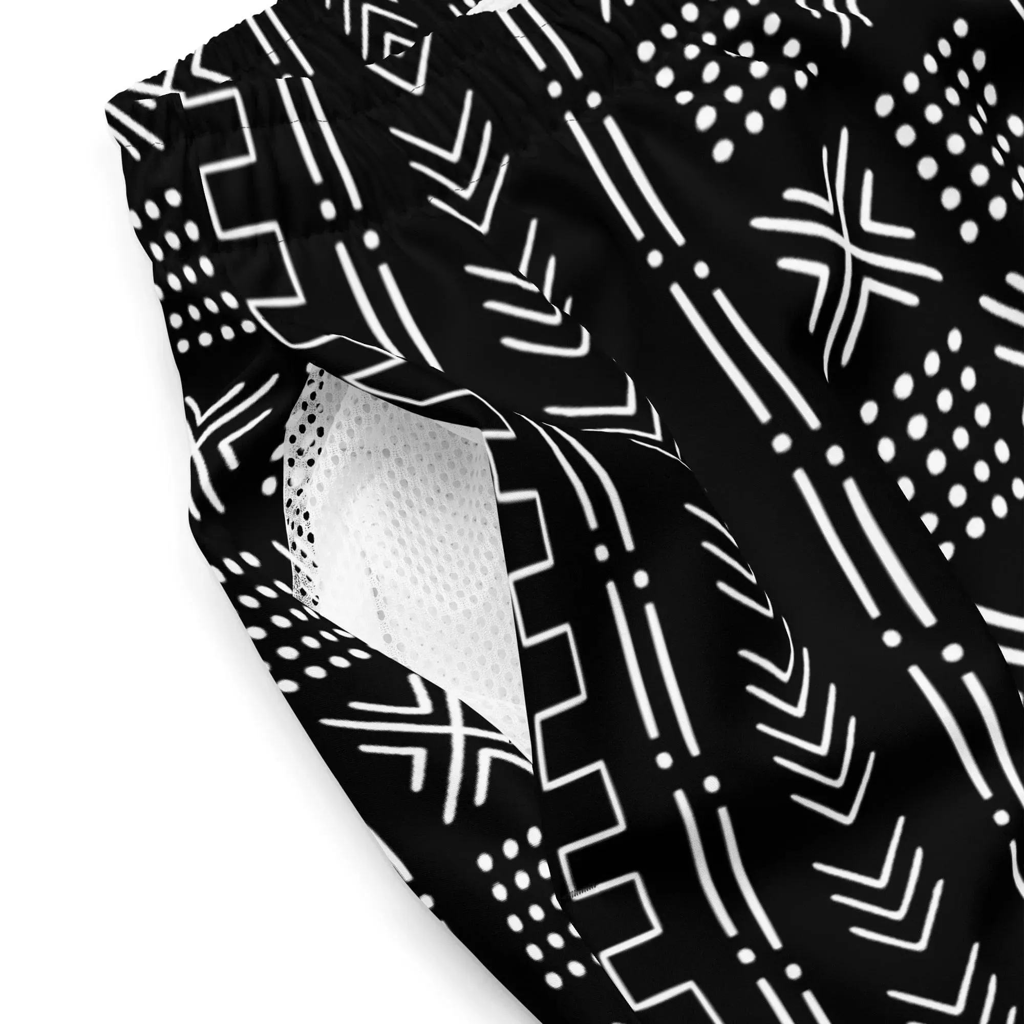 African Mud Cloth Recycled Men's Swim Trunks