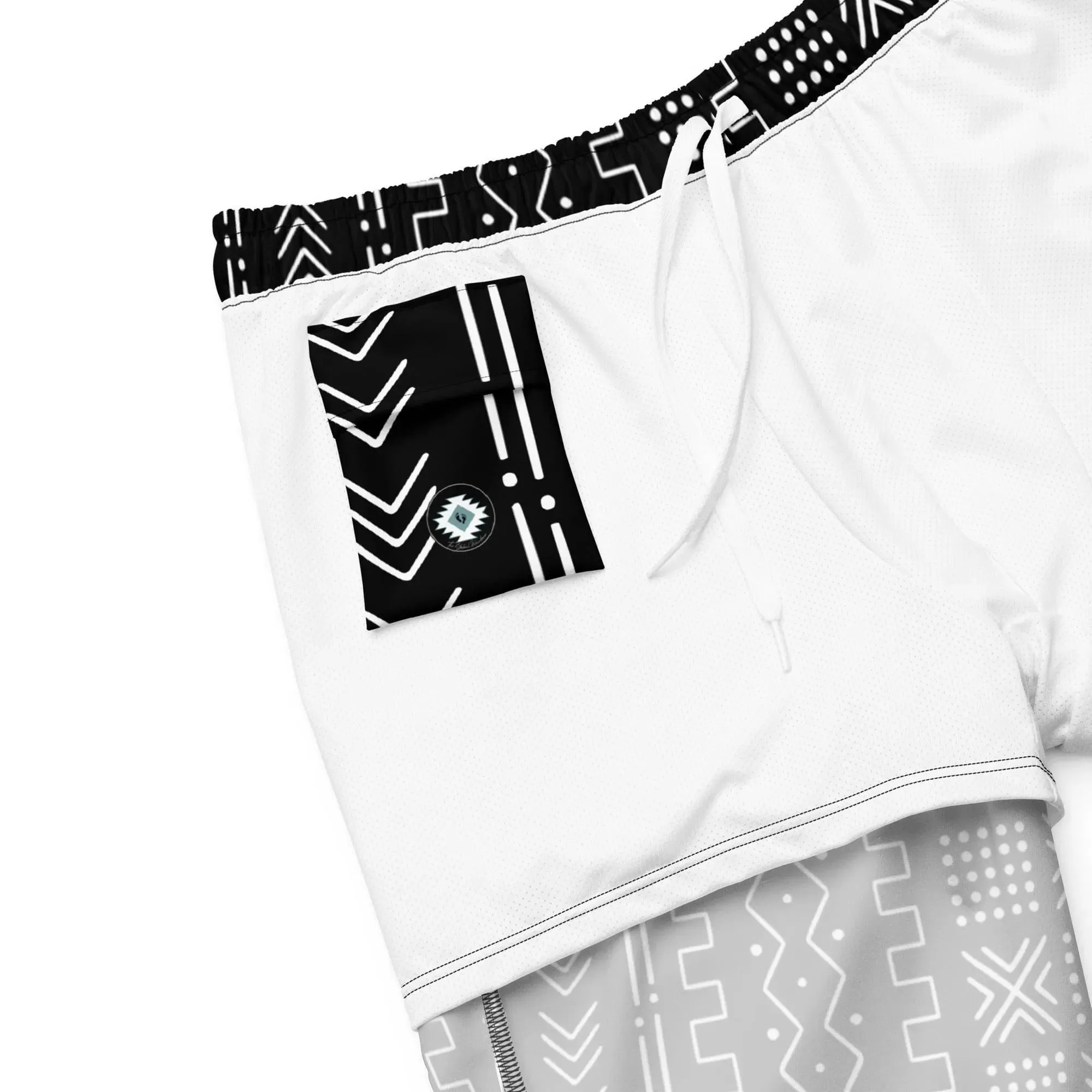 African Mud Cloth Recycled Men's Swim Trunks