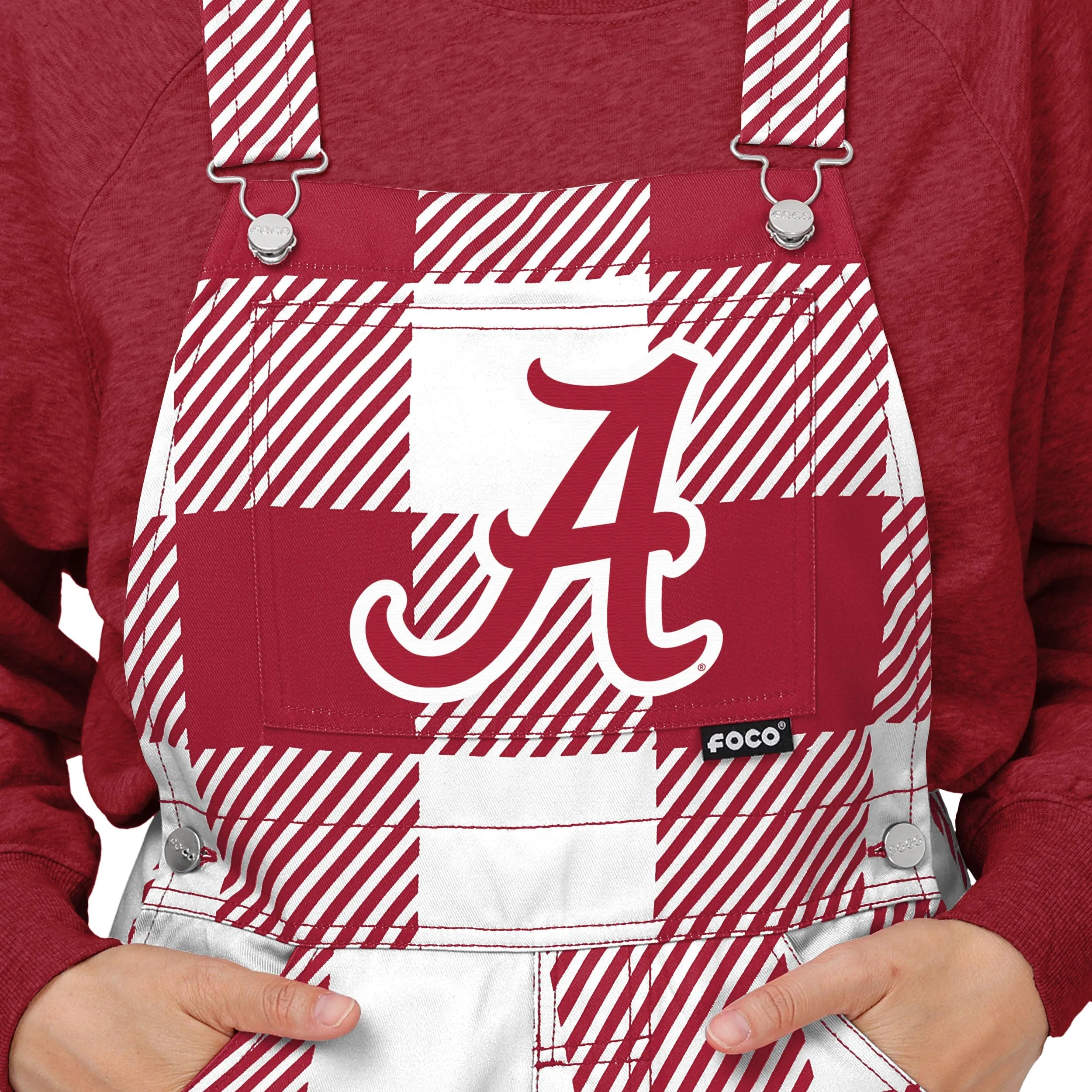 Alabama Crimson Tide NCAA Womens Plaid Bib Overalls