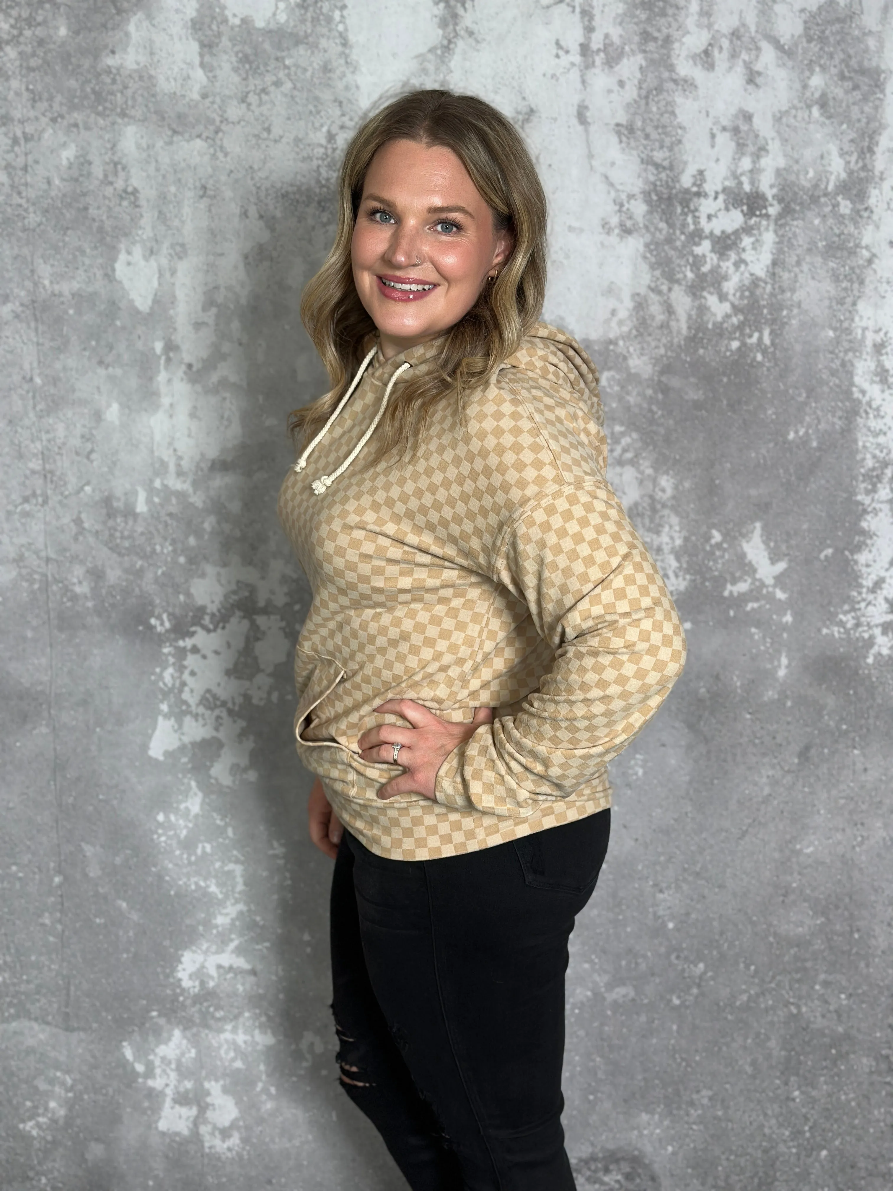 Ampersand Avenue Performance Fleece University  Hoodie - Checking in Tan - FINAL SALE