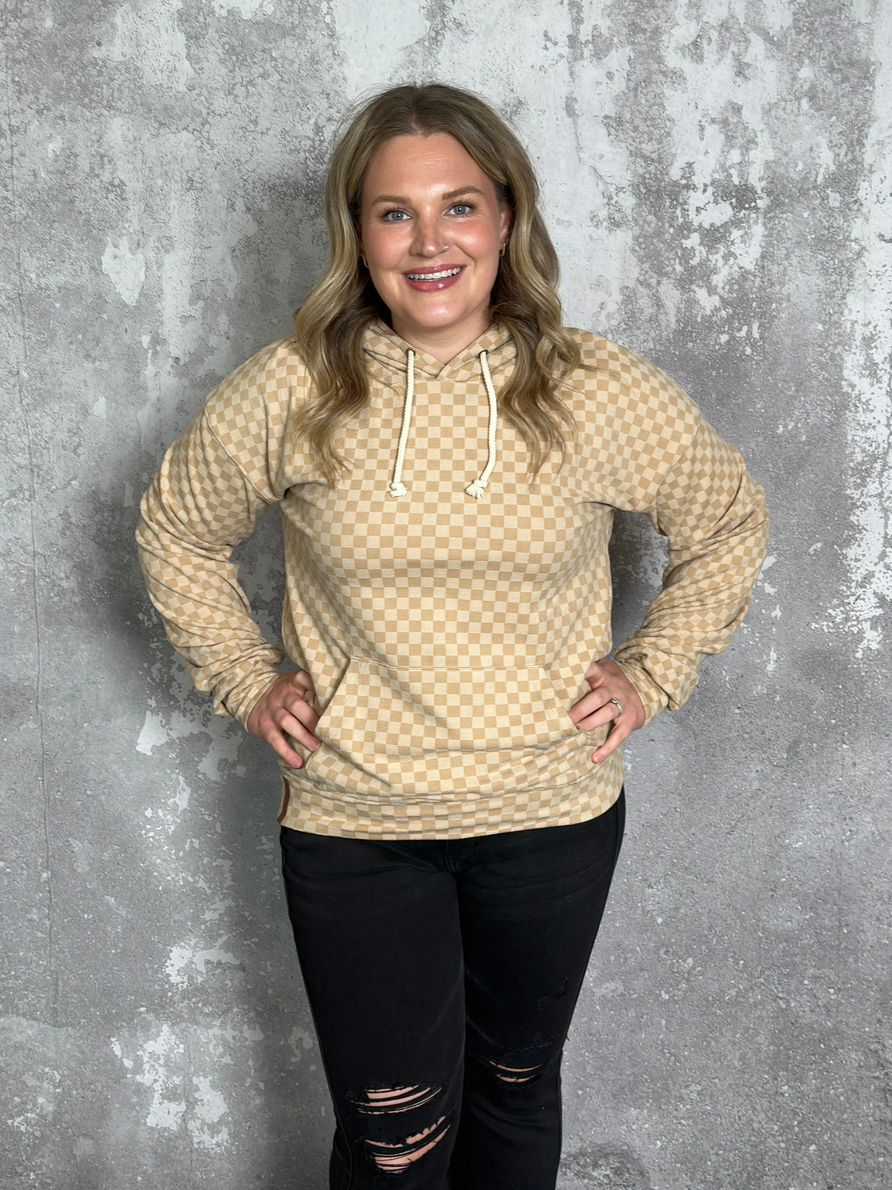 Ampersand Avenue Performance Fleece University  Hoodie - Checking in Tan - FINAL SALE