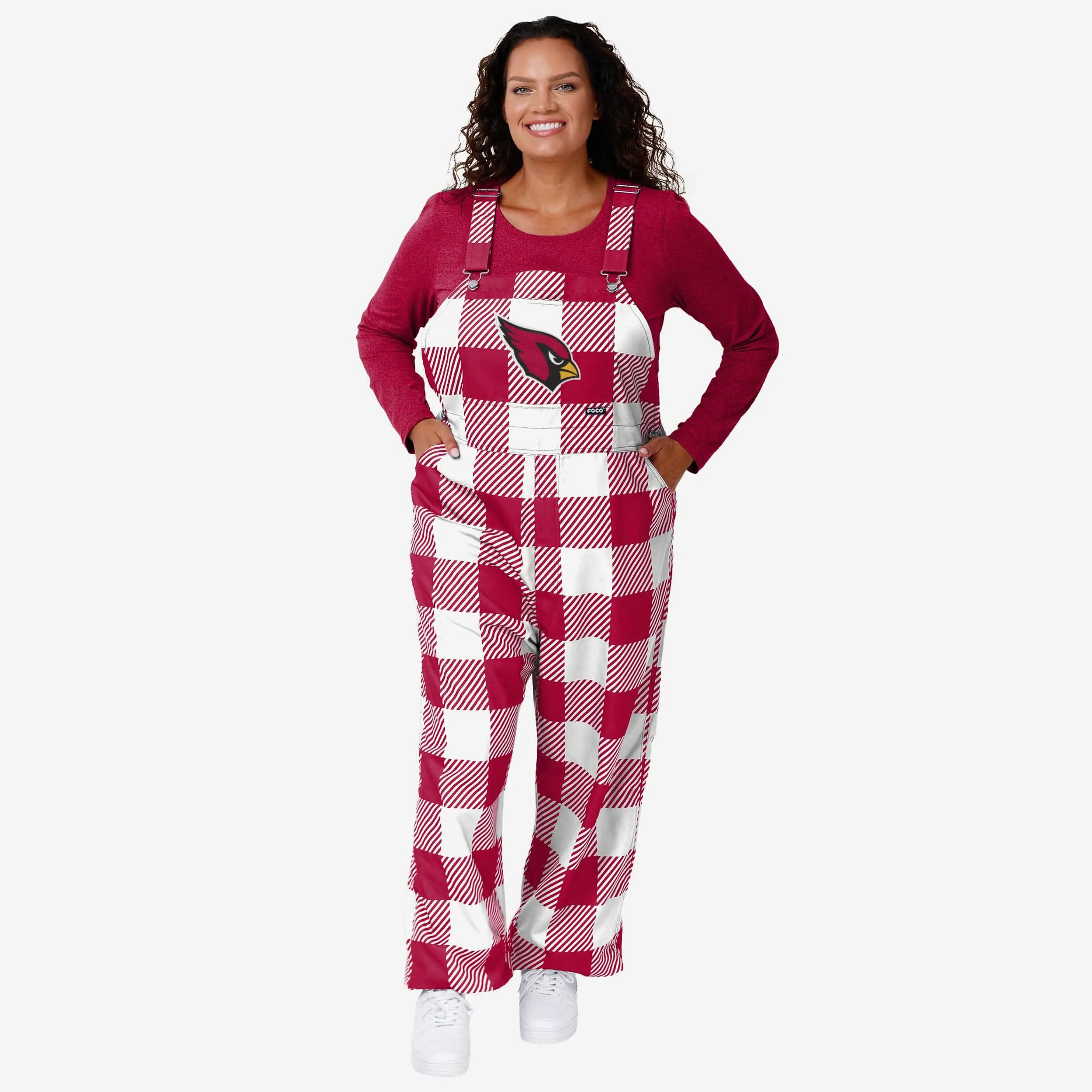Arizona Cardinals Womens Plaid Bib Overalls