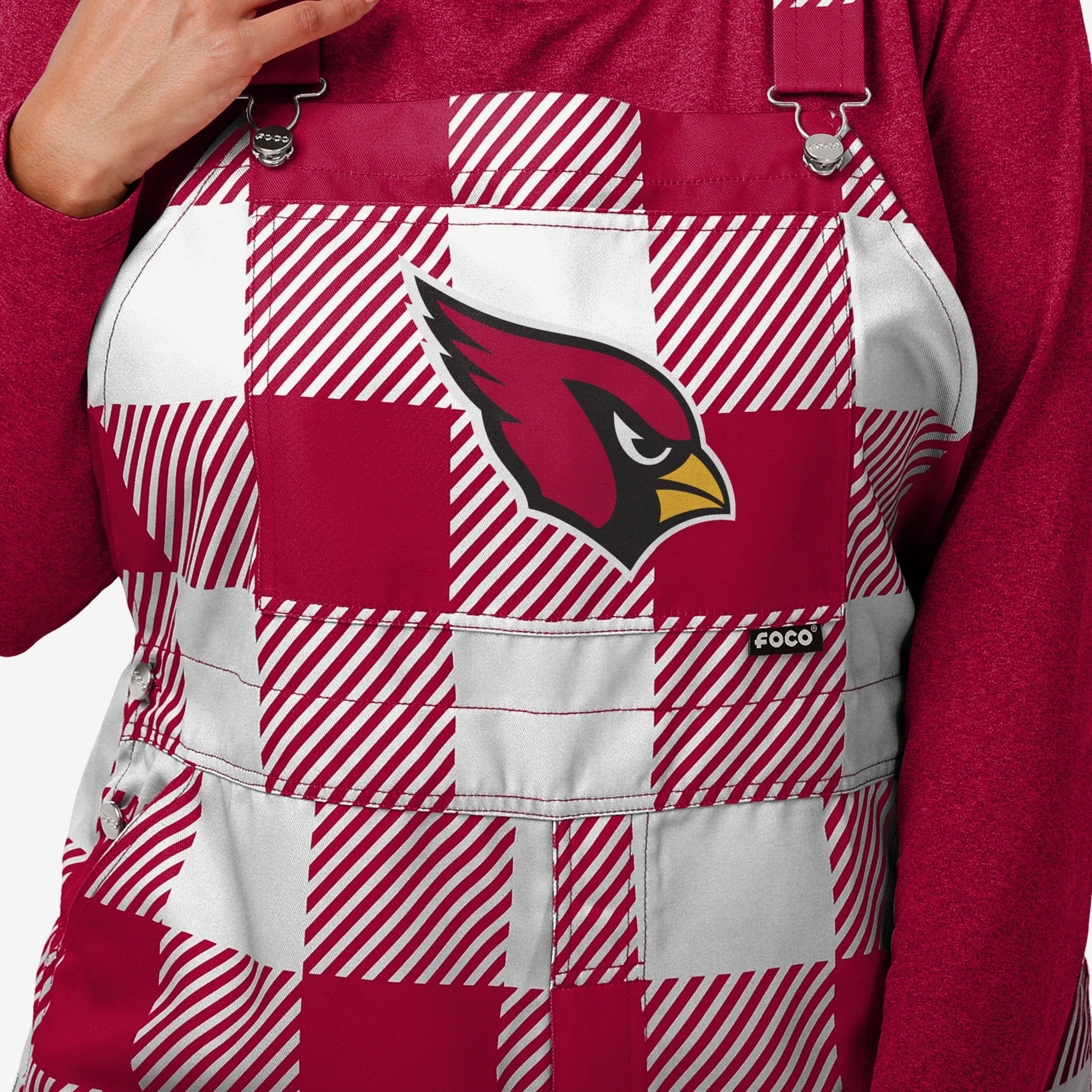 Arizona Cardinals Womens Plaid Bib Overalls