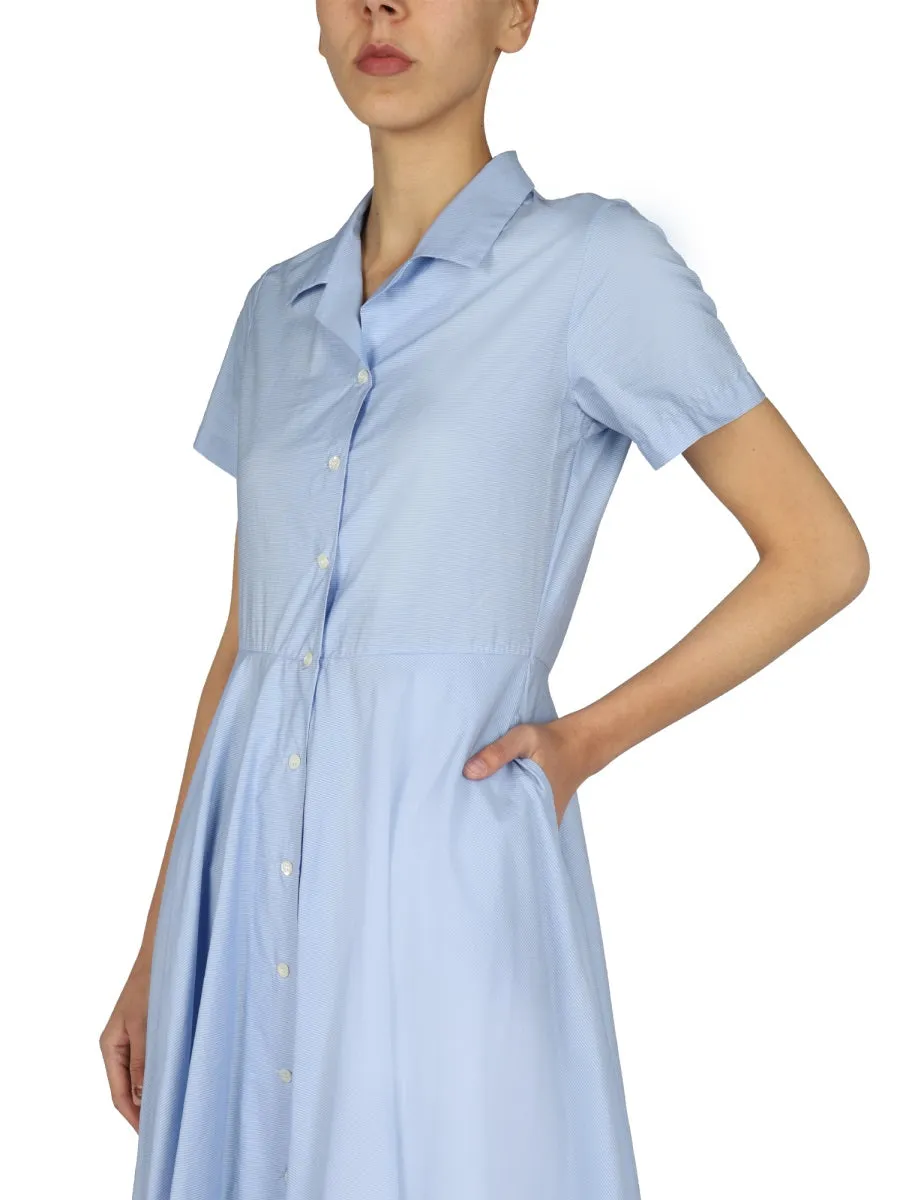 Aspesi Chambray Short-Sleeved Midi Dress