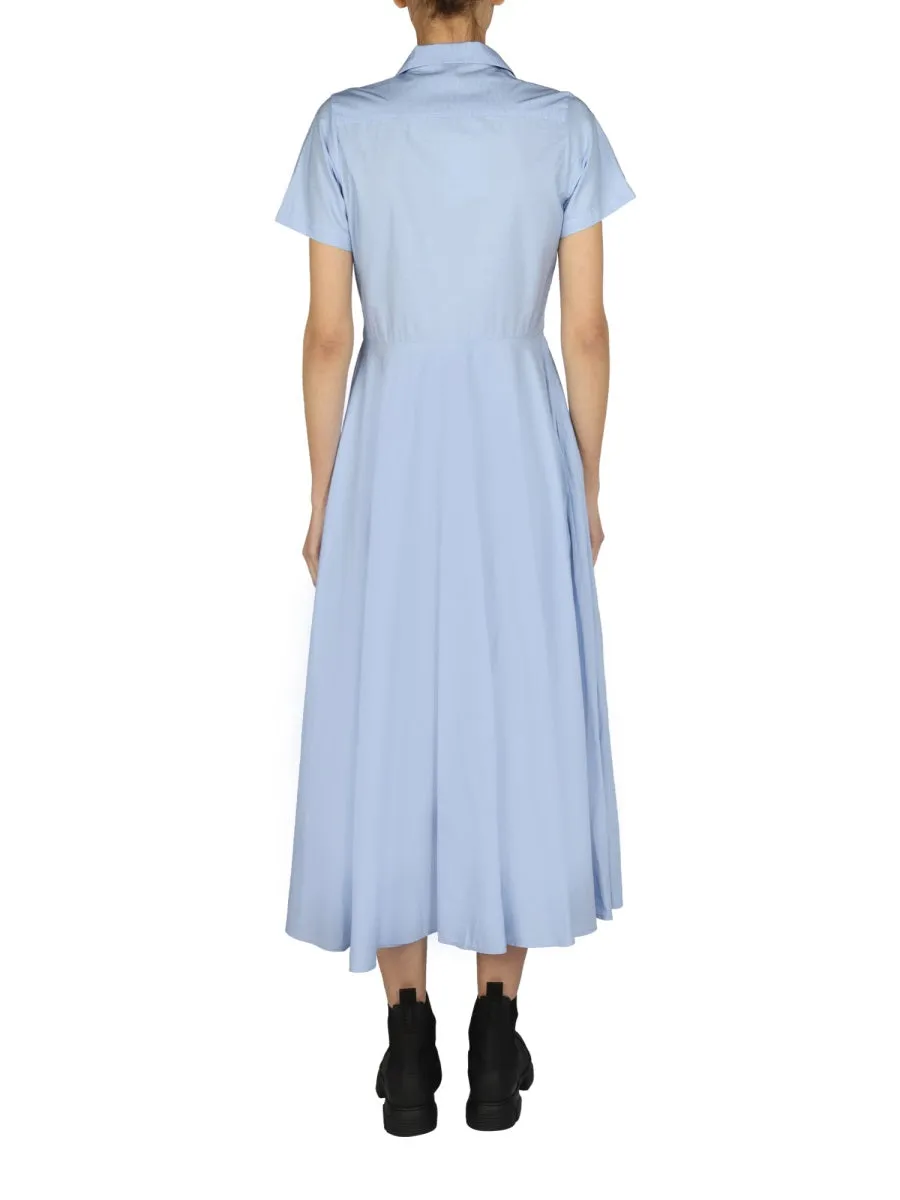 Aspesi Chambray Short-Sleeved Midi Dress