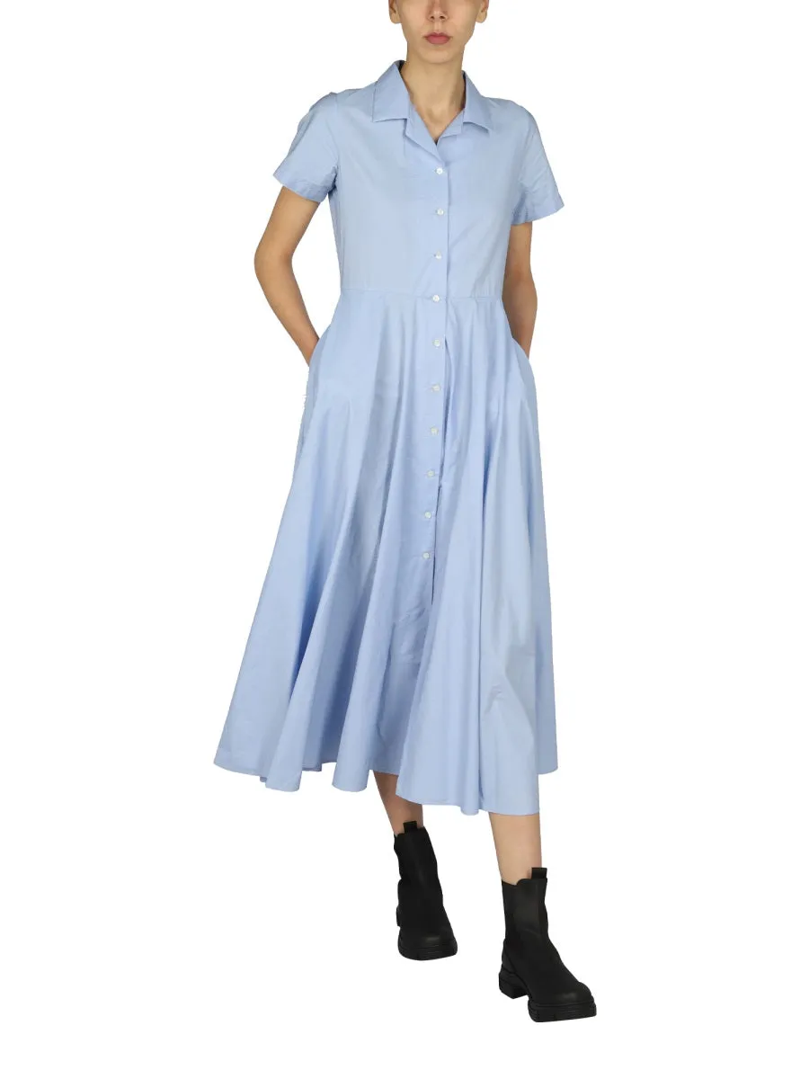 Aspesi Chambray Short-Sleeved Midi Dress