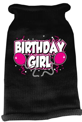Birthday Girl Screen Print Knit Pet Sweater XS Black