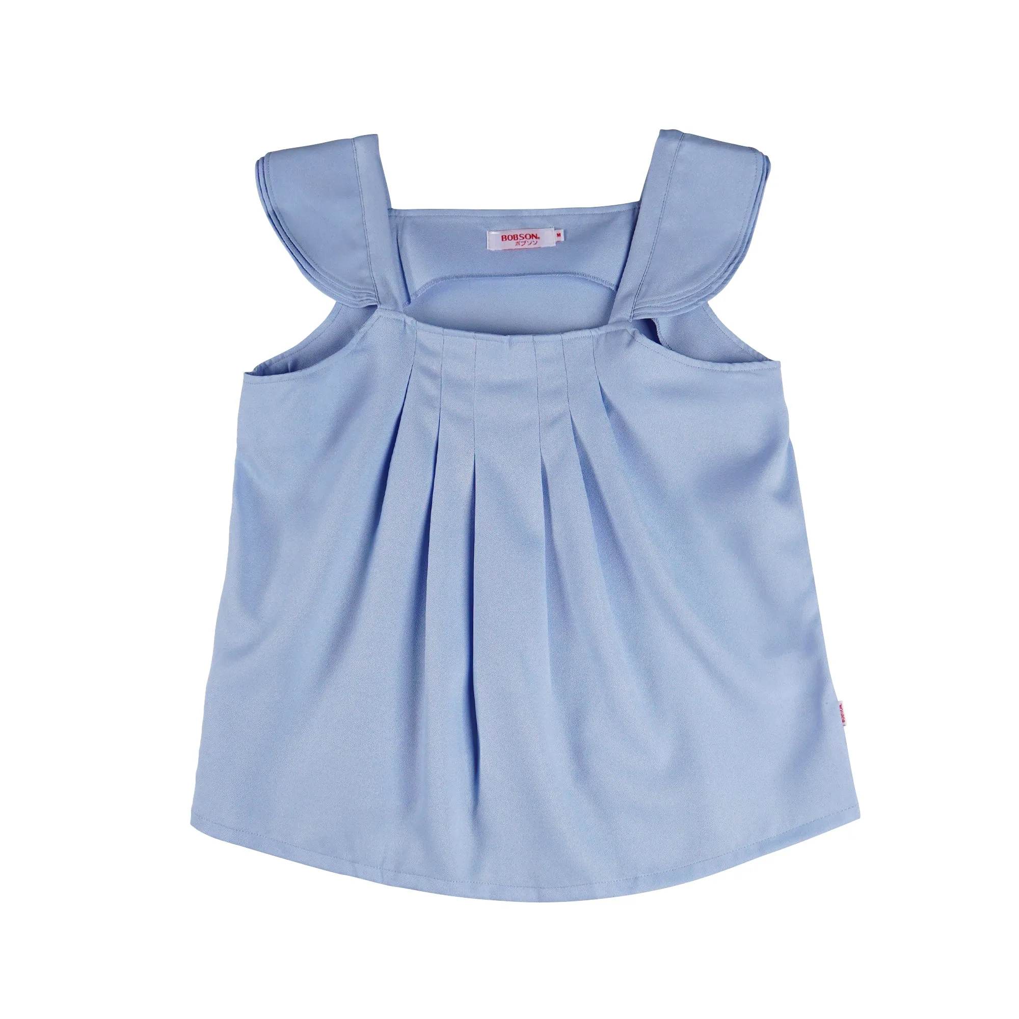 Bobson Japanese Ladies Basic Woven Shirt Boxy Fit 158924-U (Chambray Blue)