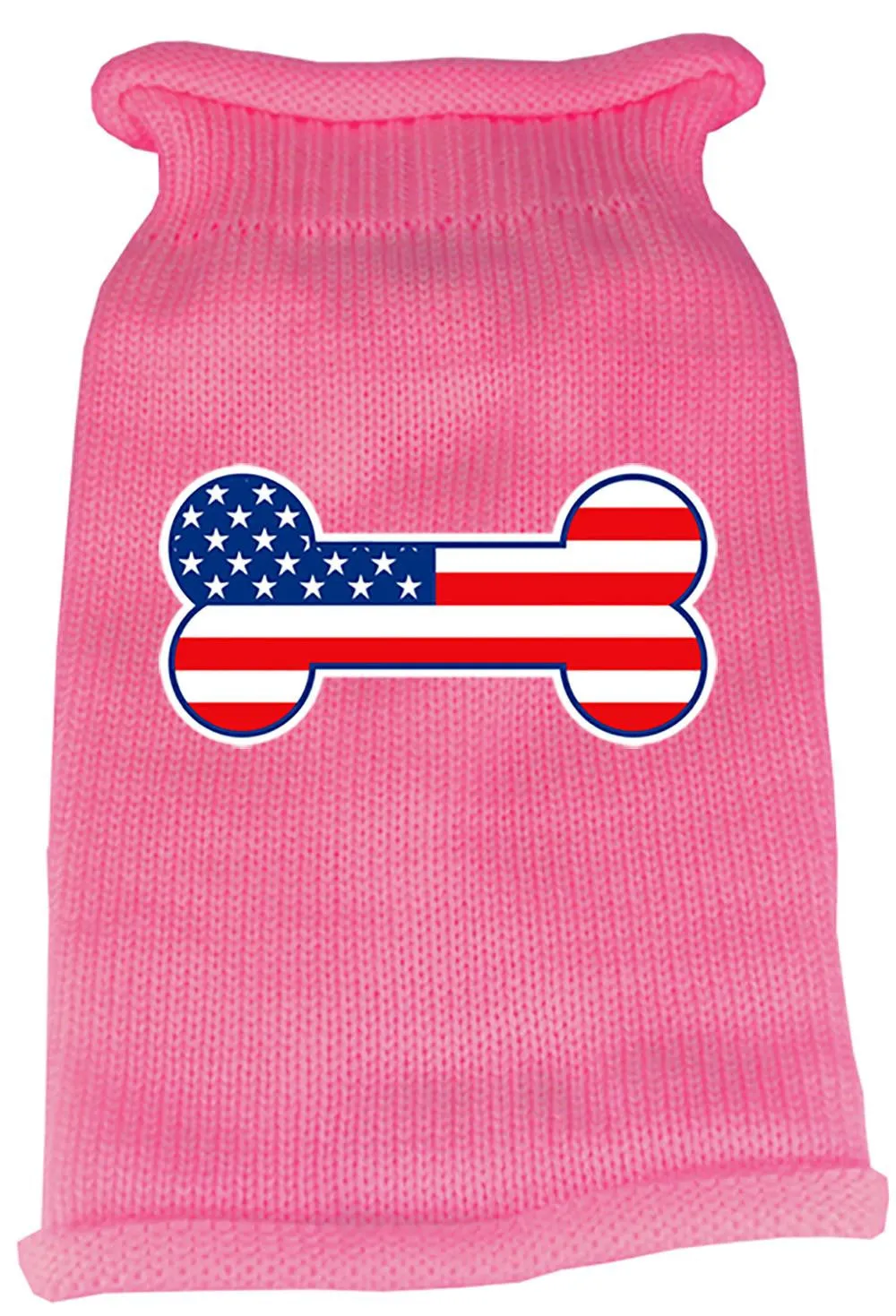 Bone Flag USA Screen Print Knit Pet Sweater XXL Pink