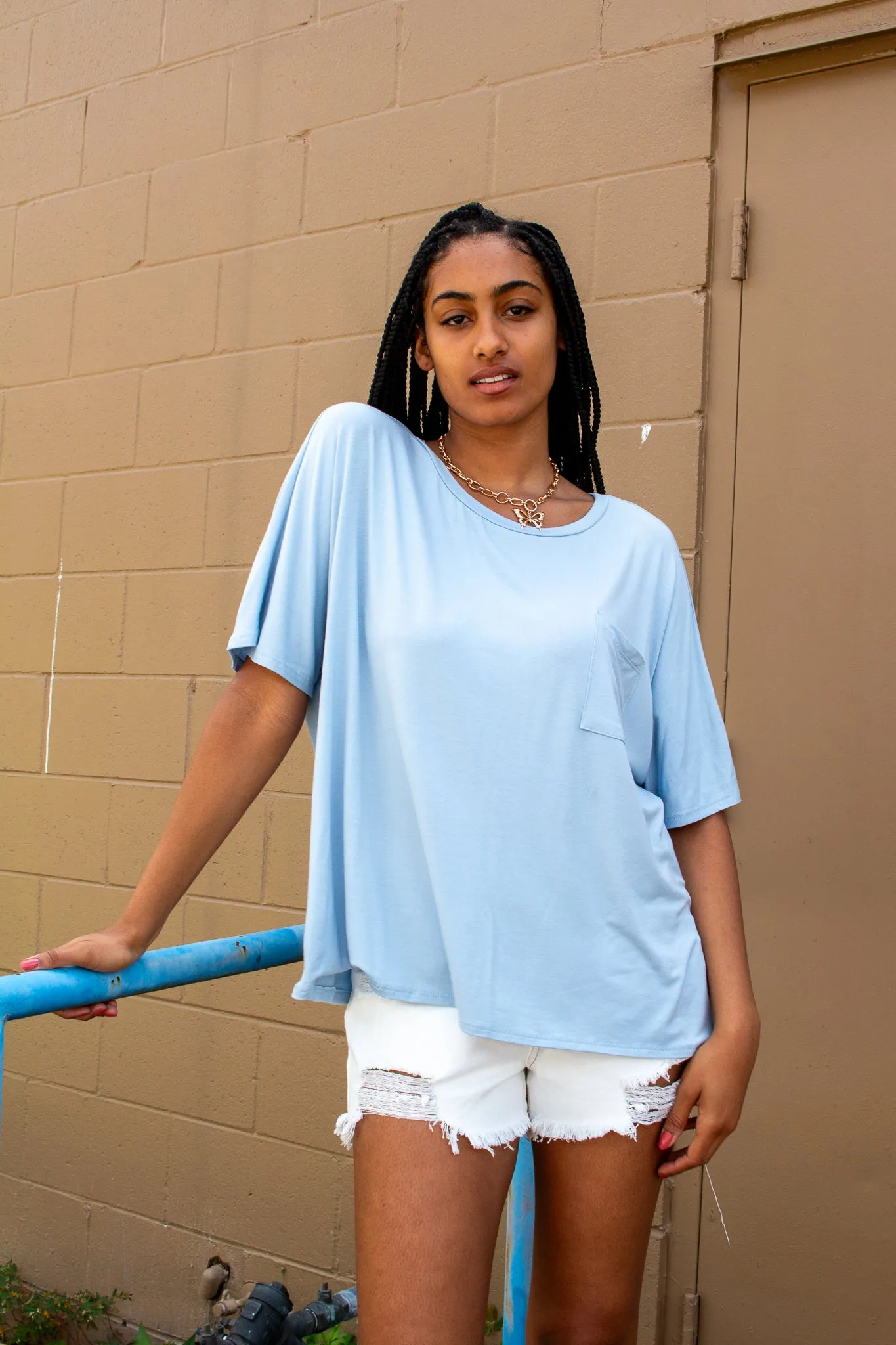 Briston Oversized Pocket Tee Blue