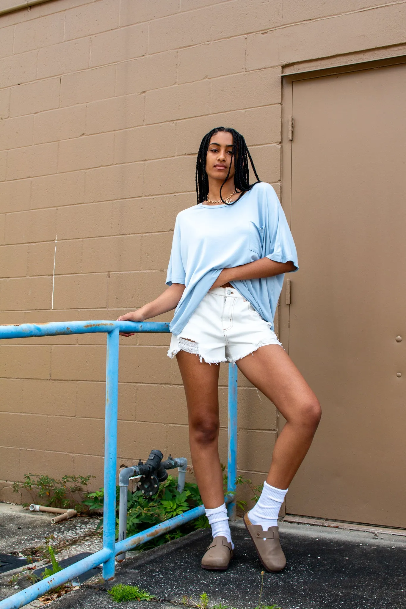 Briston Oversized Pocket Tee Blue