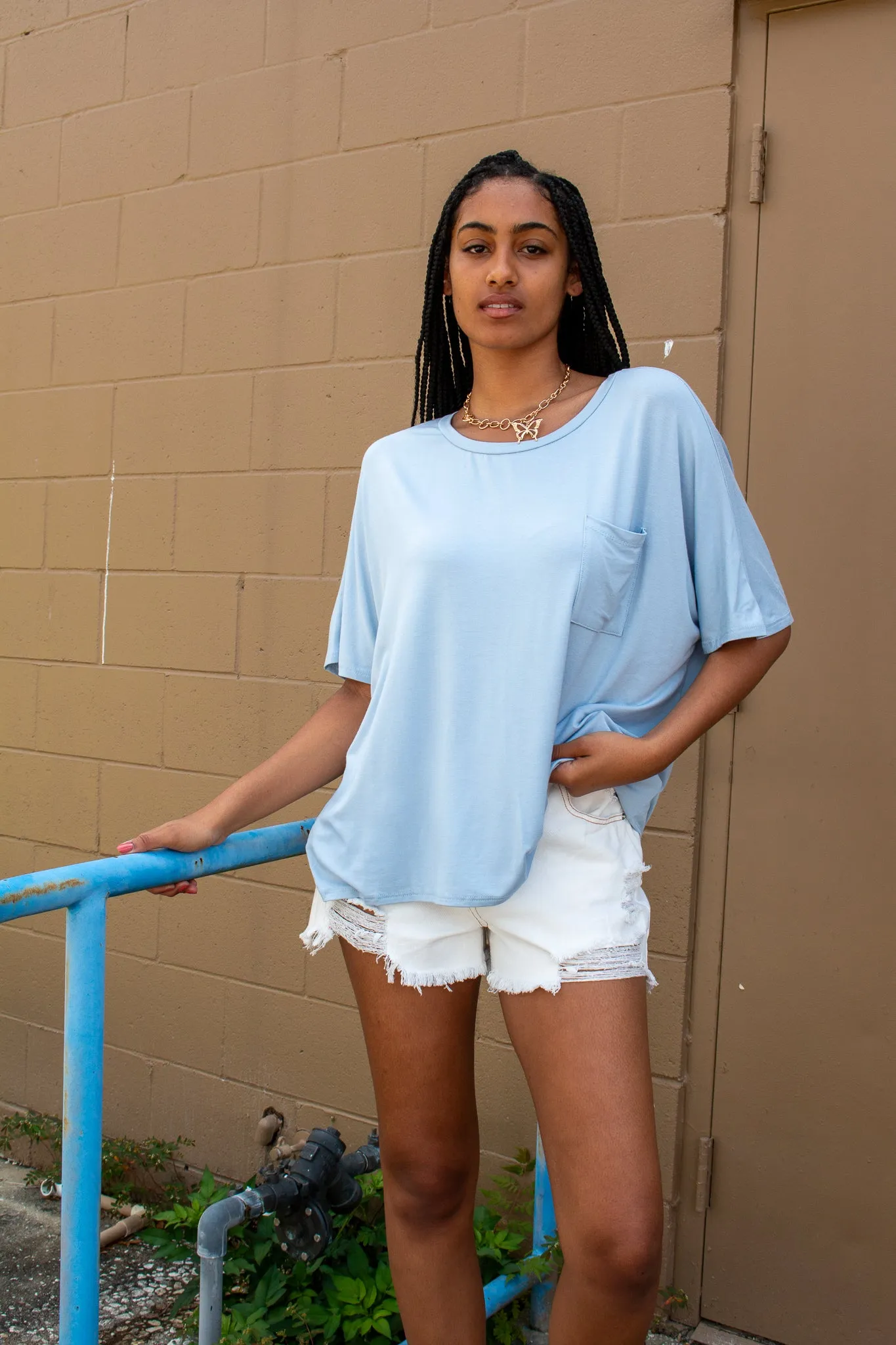 Briston Oversized Pocket Tee Blue