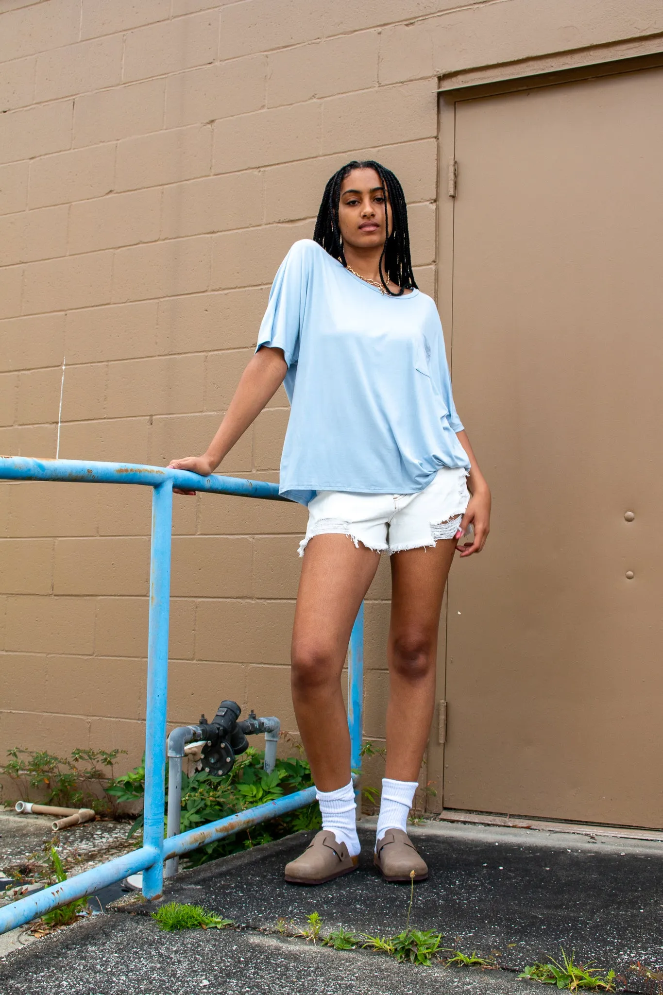 Briston Oversized Pocket Tee Blue