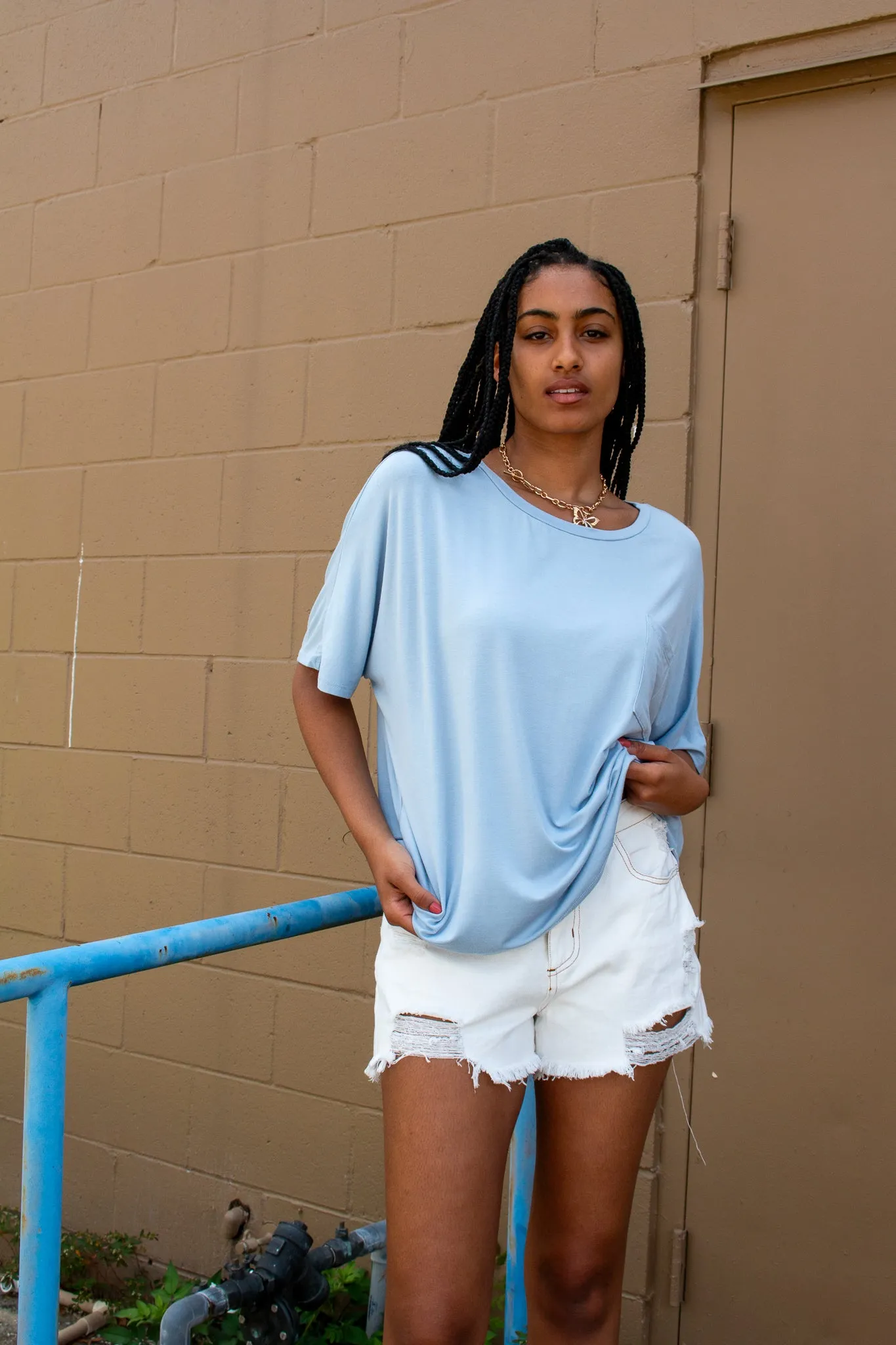 Briston Oversized Pocket Tee Blue