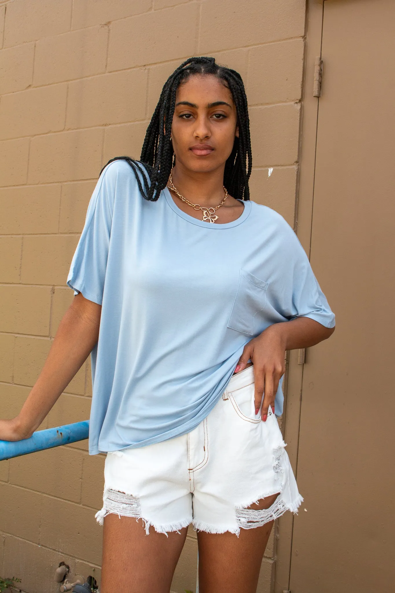 Briston Oversized Pocket Tee Blue