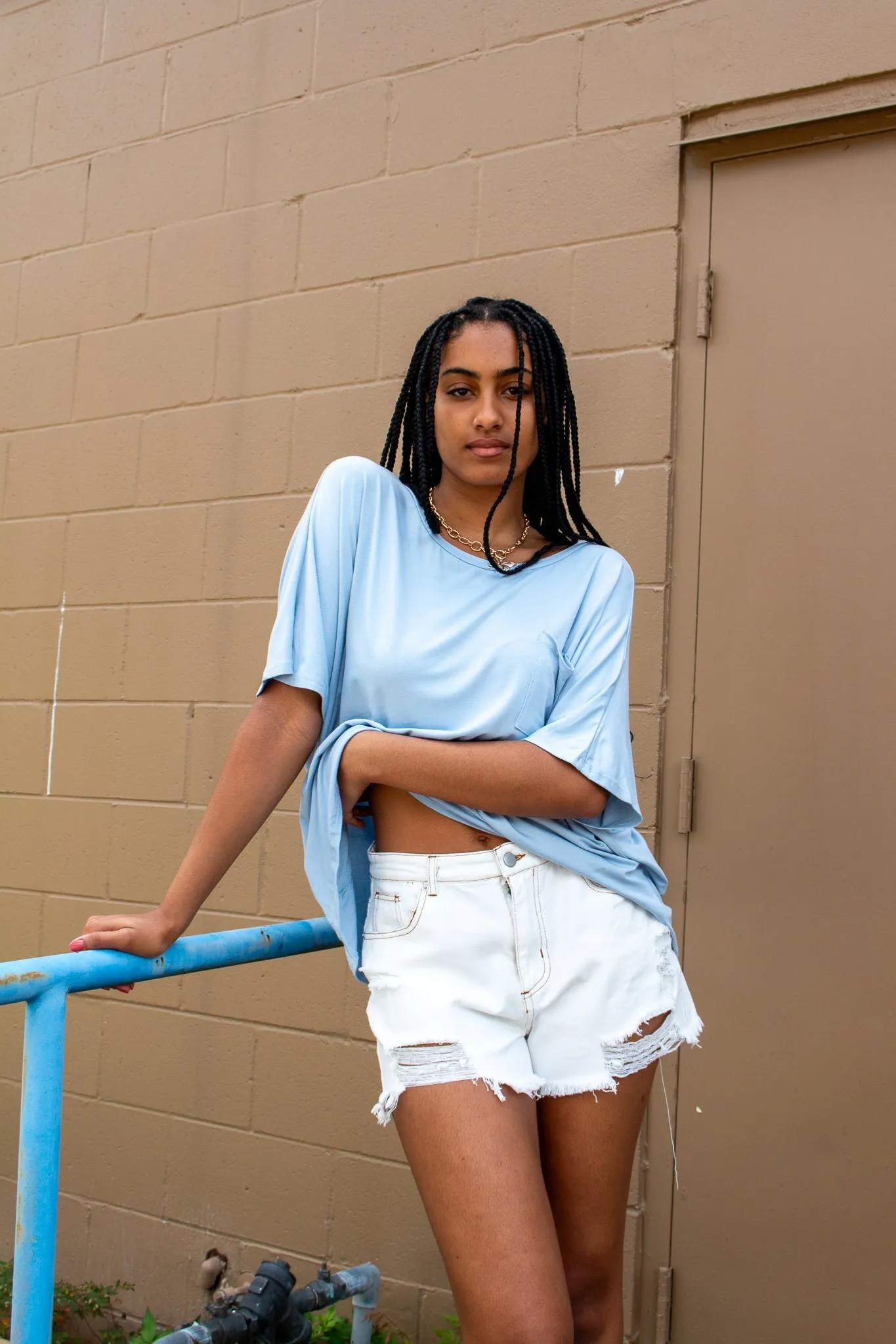 Briston Oversized Pocket Tee Blue