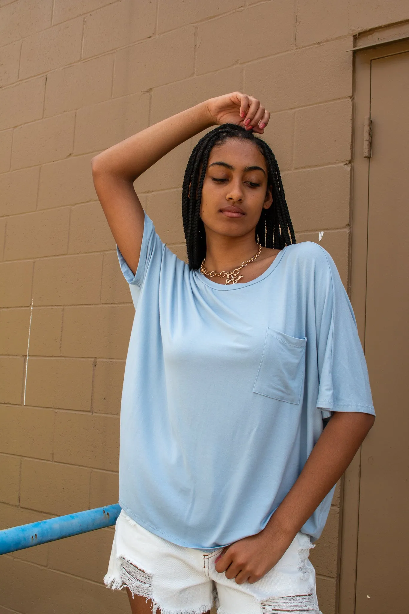 Briston Oversized Pocket Tee Blue