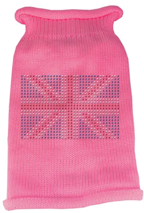 British Flag Rhinestone Knit Pet Sweater LG Pink