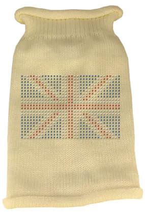 British Flag Rhinestone Knit Pet Sweater XXL Cream