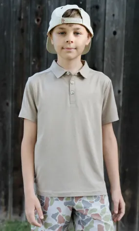 Burlebo Youth Performance Polo - Heather Khaki