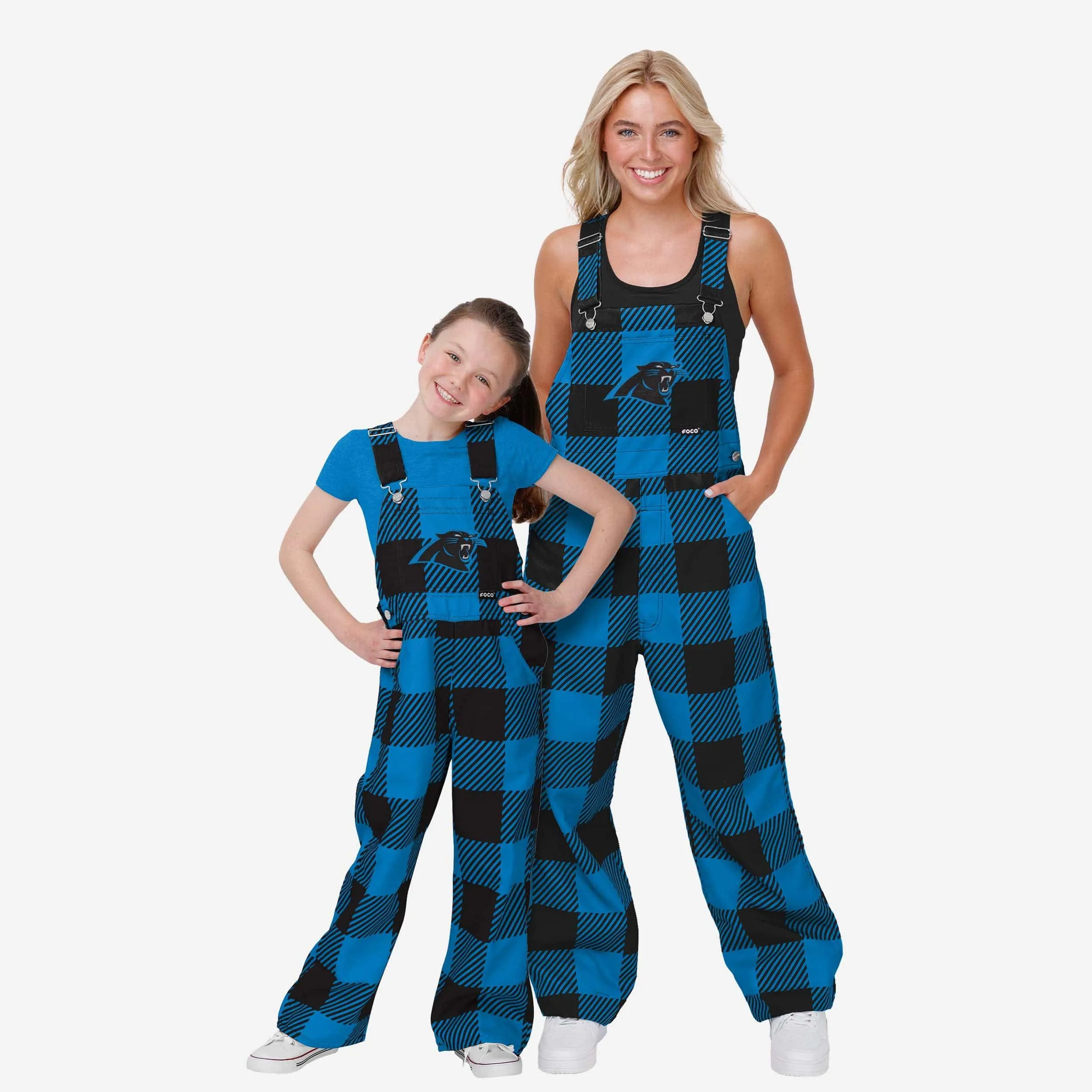 Carolina Panthers Buffalo Youth Plaid Bib Overalls