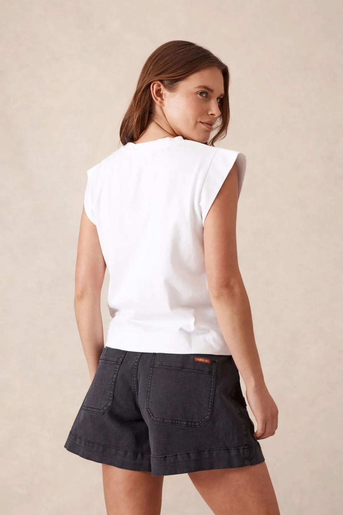 Ceres Life Denim Patch Pocket Short - Washed Black