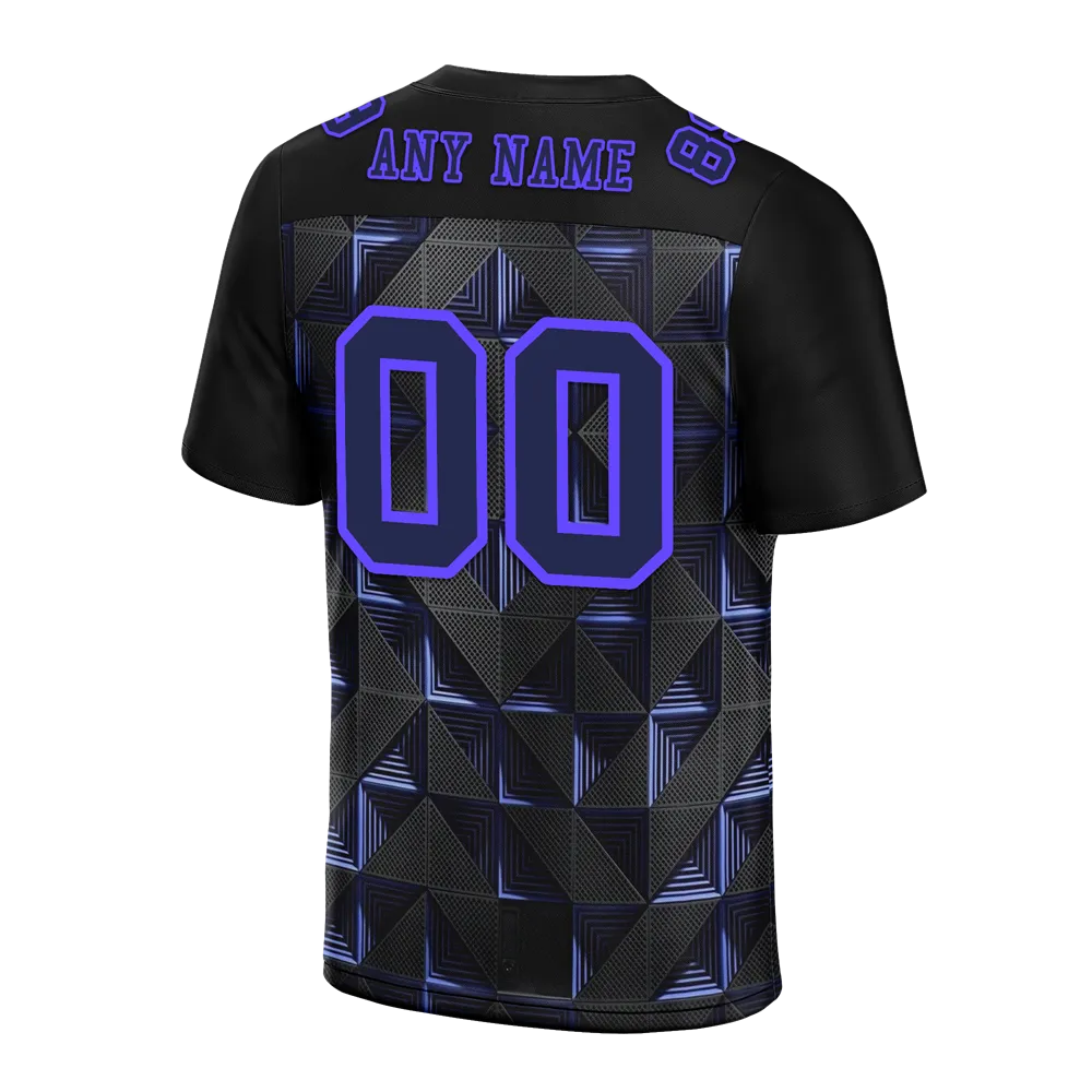 Custom Black 3D Pattern Purple Personalized Authentic Football Jersey FBJ02-bc0faef