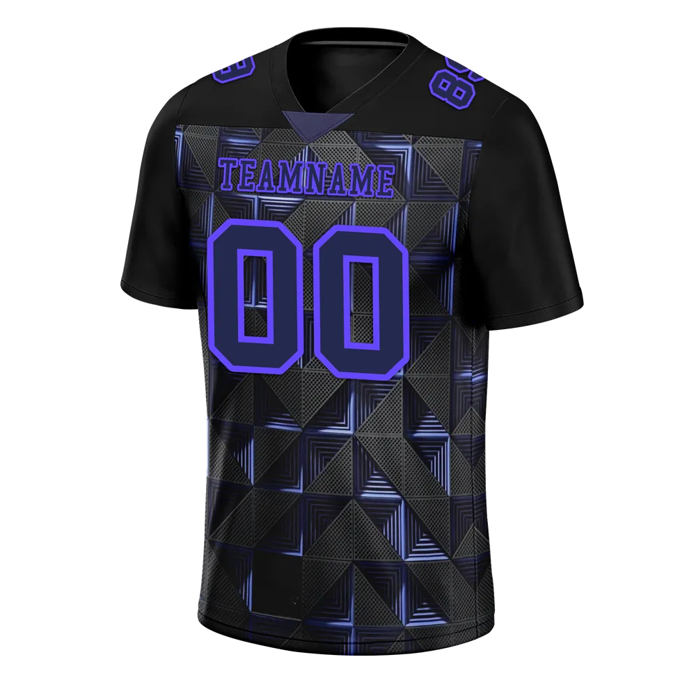 Custom Black 3D Pattern Purple Personalized Authentic Football Jersey FBJ02-bc0faef