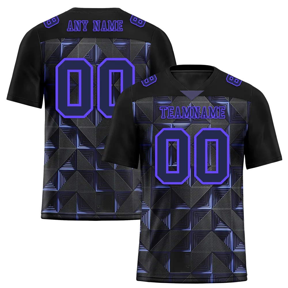 Custom Black 3D Pattern Purple Personalized Authentic Football Jersey FBJ02-bc0faef