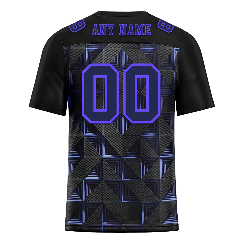 Custom Black 3D Pattern Purple Personalized Authentic Football Jersey FBJ02-bc0faef