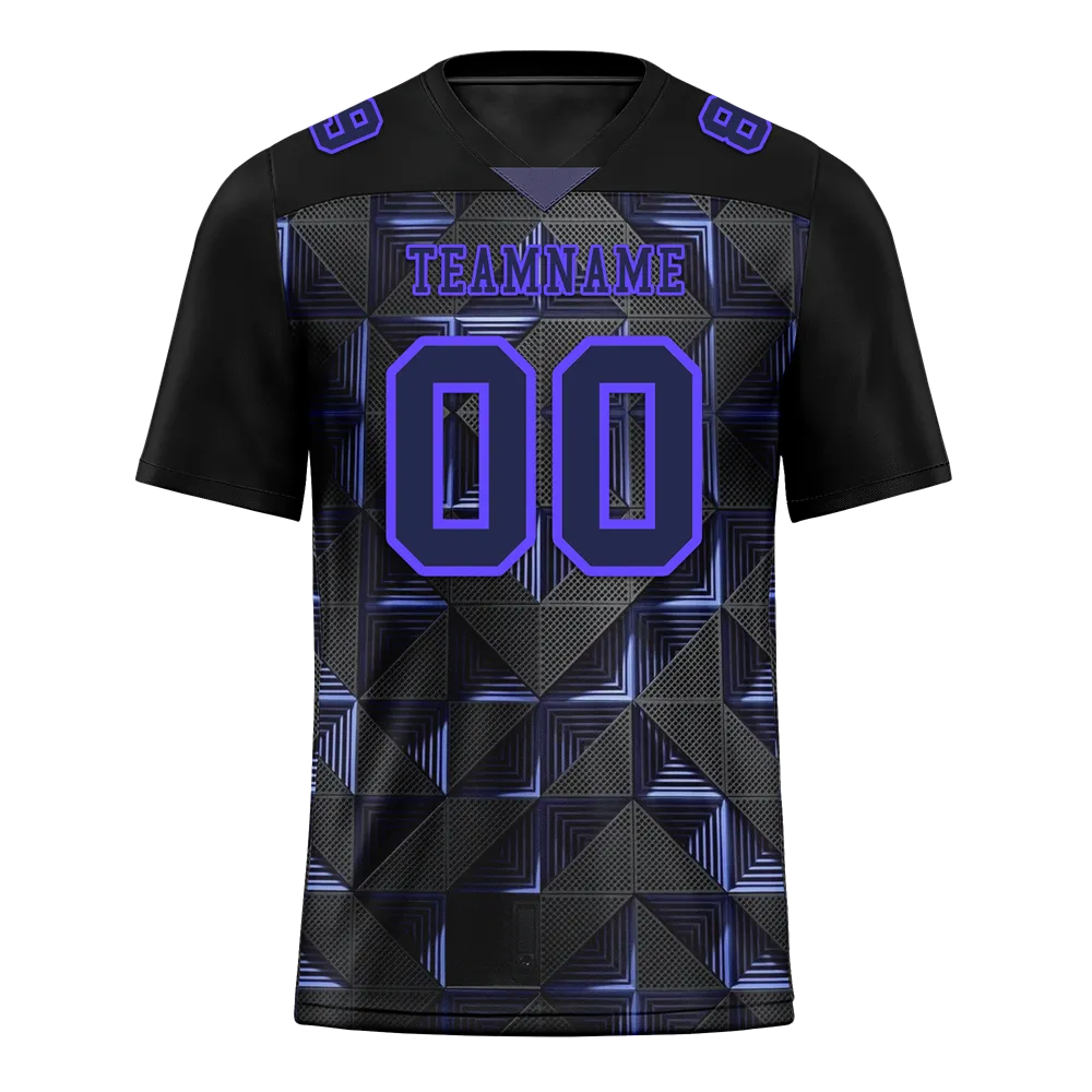 Custom Black 3D Pattern Purple Personalized Authentic Football Jersey FBJ02-bc0faef