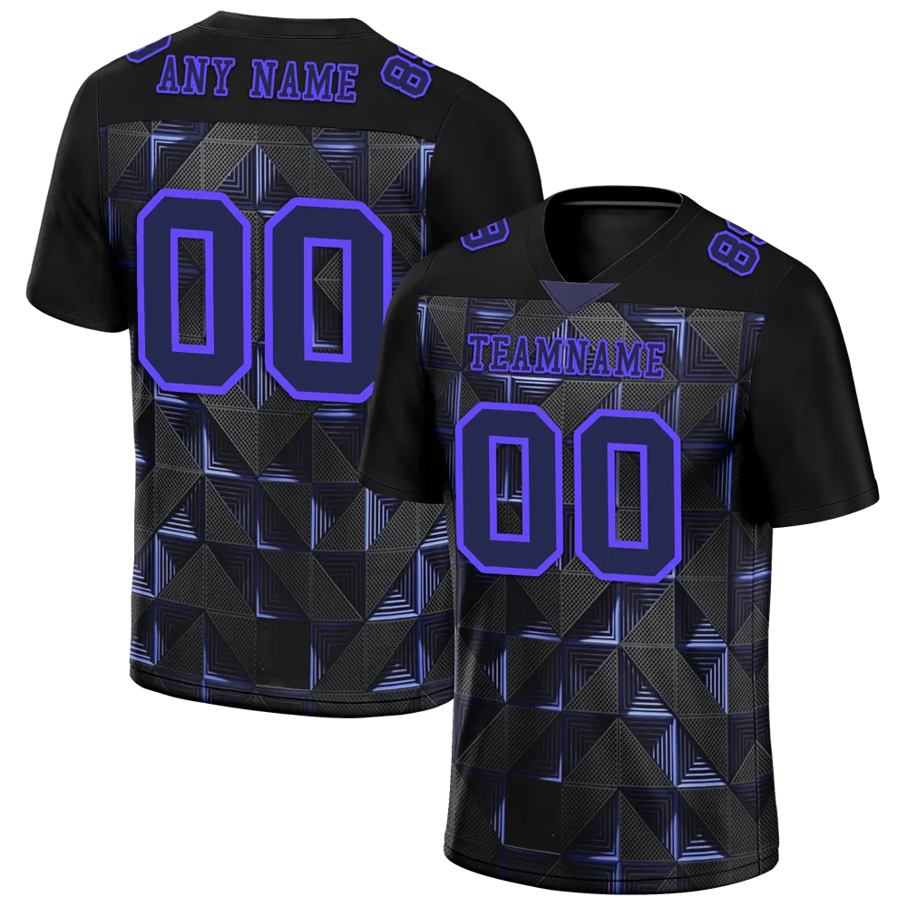 Custom Black 3D Pattern Purple Personalized Authentic Football Jersey FBJ02-bc0faef