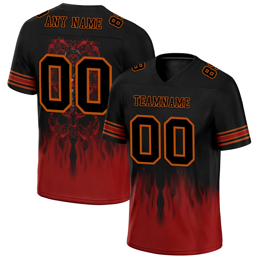 Custom Black Brown Skull Fashion Black Personalized Authentic Football Jersey FBJ02-bc0fba7